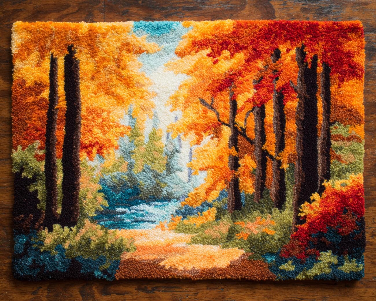 AMBATTERY Latch Hook Tapestry Kit Autumn Forests 60x40cm