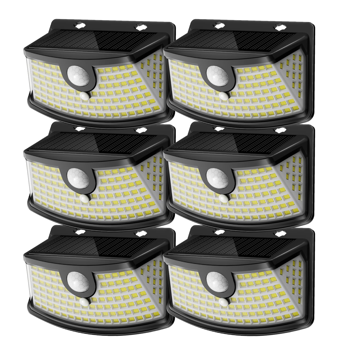 Aootek New Solar Motion Sensor Lights 120 LEDs with Lights Reflector,270° Wide Angle, IP65 Waterproof, Step Lights for Front Door, Yard, Garage, Deck (Black, Daylight White, 6-Pack)