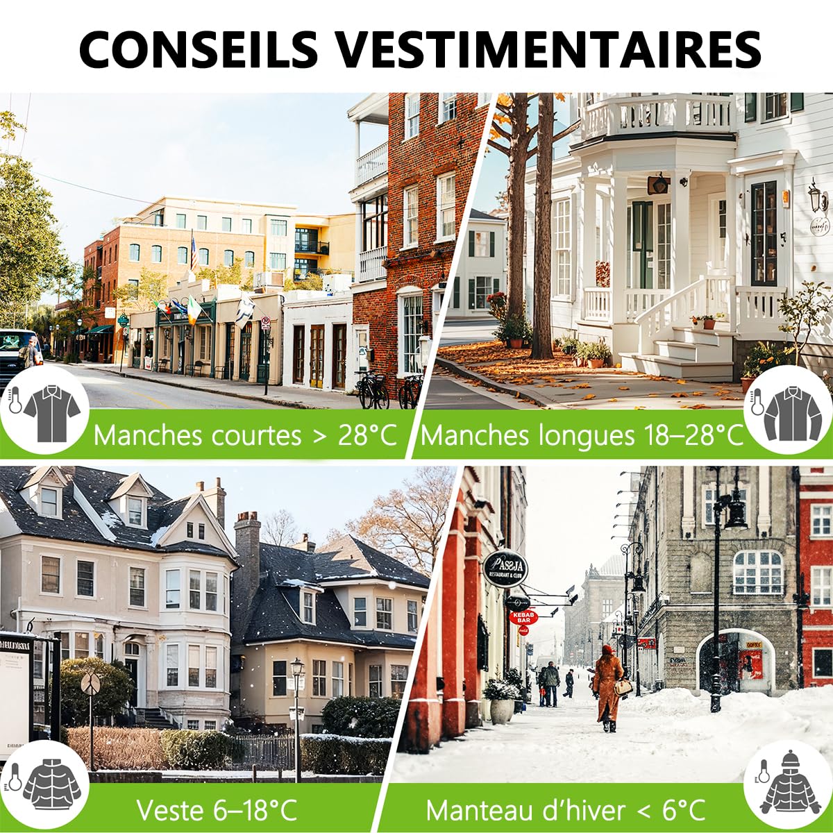 Uzoli E0622 Station météo sans fil avec capteur extérieur, horloge DCF