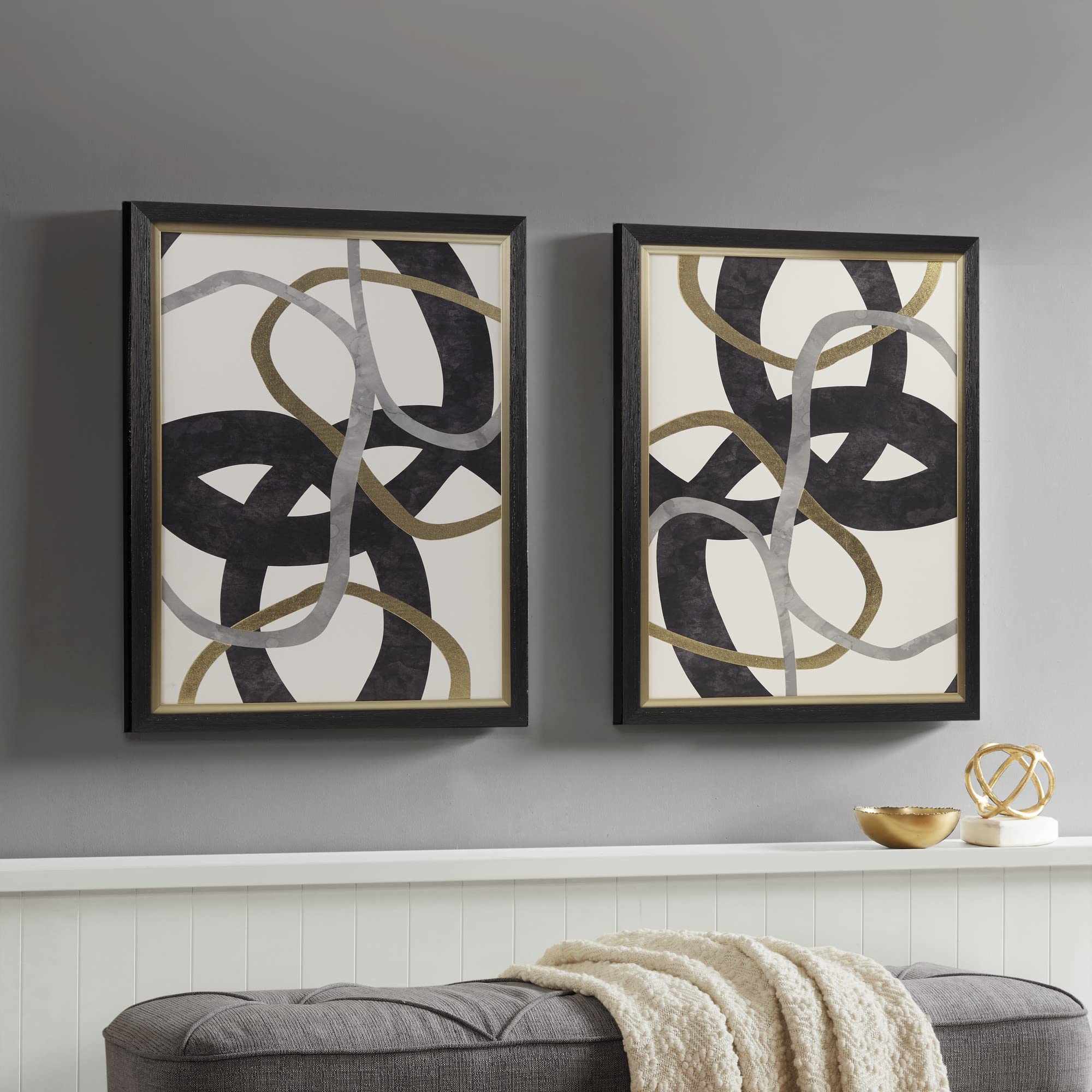 マディソンパーク　アートキャンバス　2枚セット Amazon｜Madison Park 2 Piece Set Abstract Gold Foil Framed Canvas