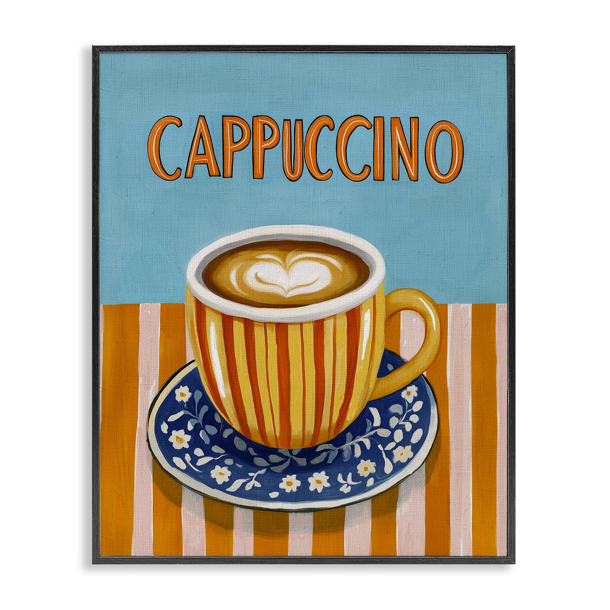 'Cappuccino Stripes Blue & Orange'| Framed Giclee Art