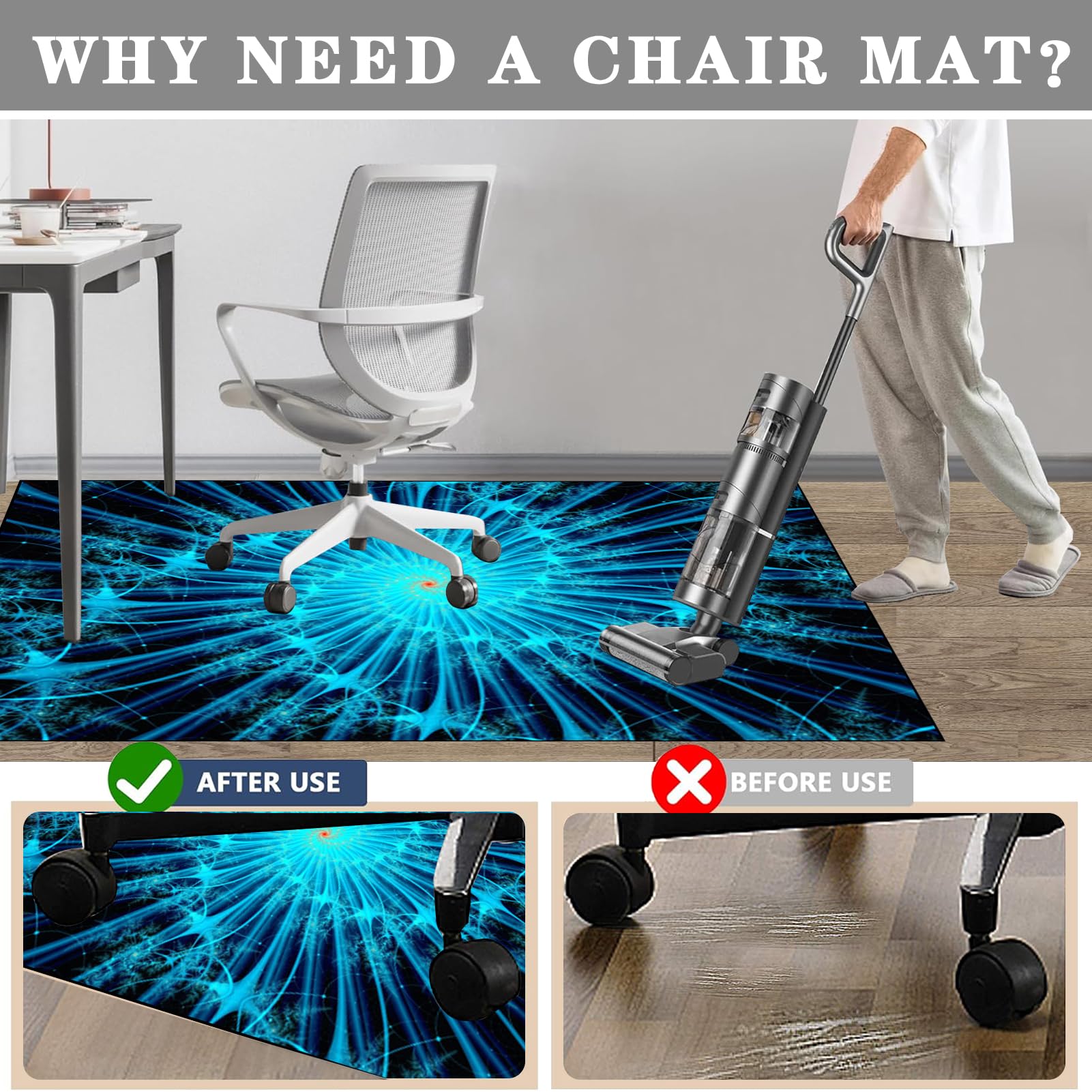 Dywan Krzesło Gaming Ochraniacz Podłogi Na Wózkach Inwalidzkich Biuro Biurko Gamer Mata 90 x 140 cm Mata ochronna Podłogi Biuro Mata podłogowa na Twarde podłogi, Laminat