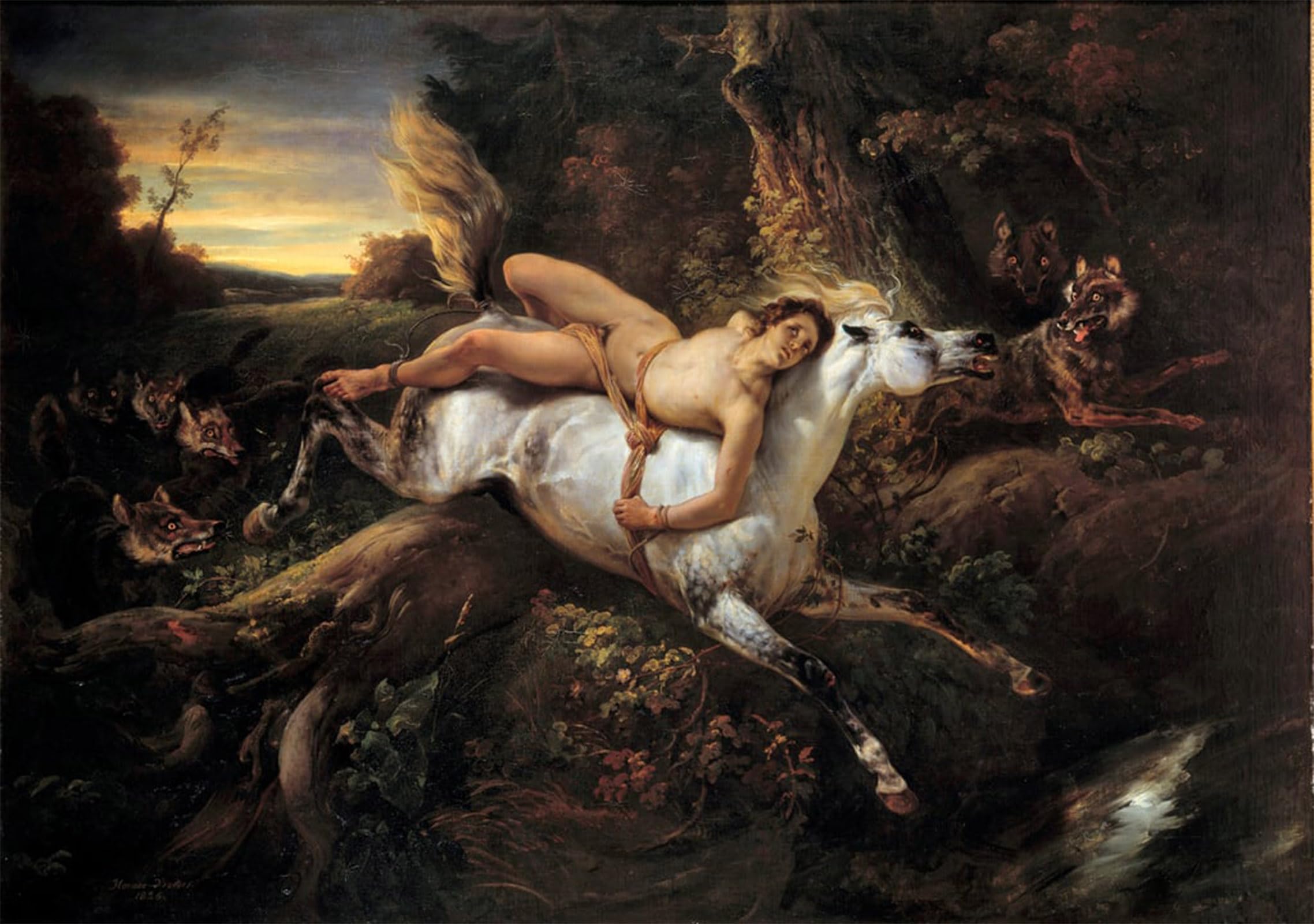 Artxlxxbn No Frame Famous Painting Canvas Artwork Graffiti Print Mazeppa Illustration For The Poem Of Lord By Horace Vernet Portrait Canvas Image For Home Decor 60X90cm