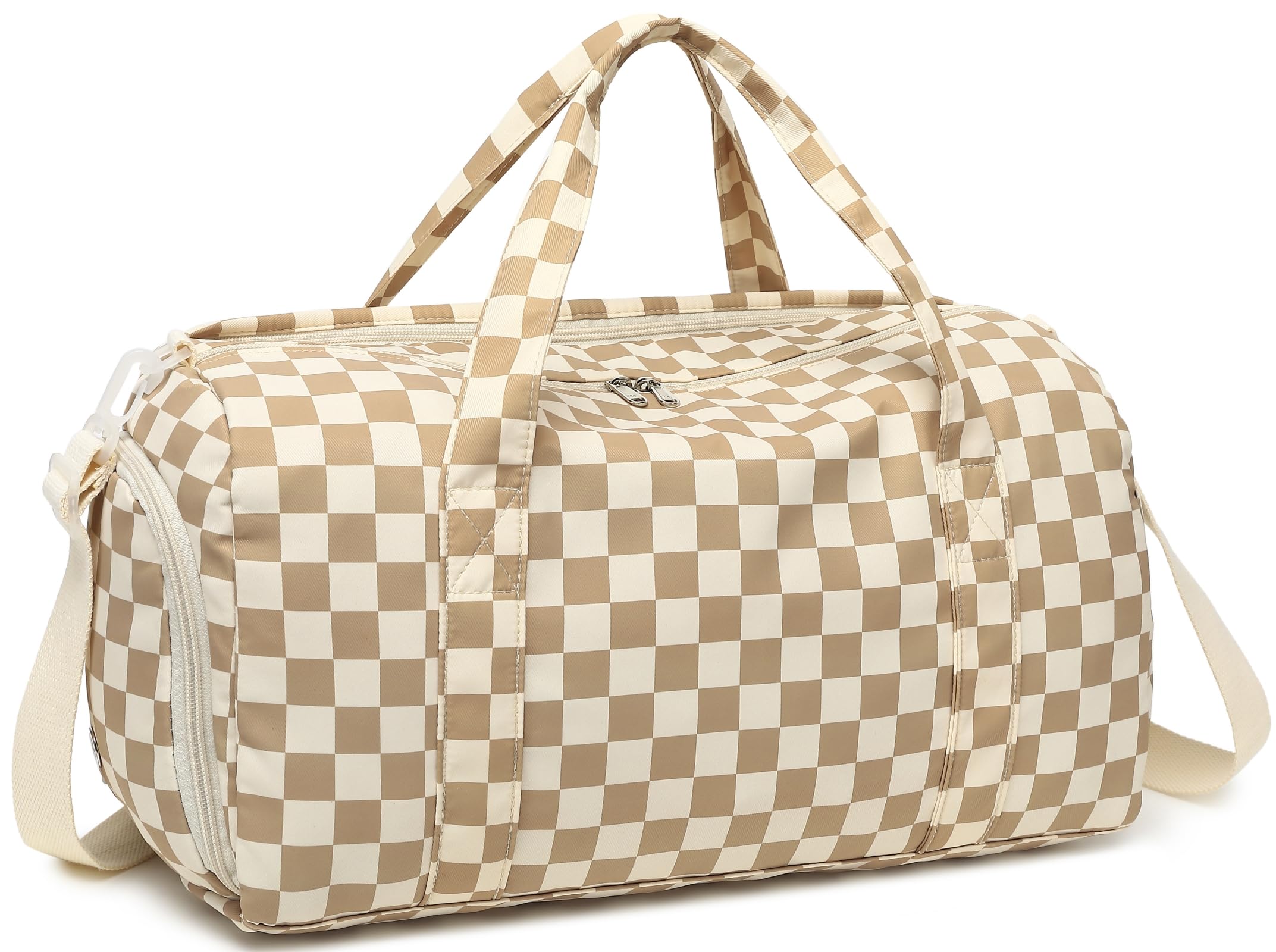 LEDAOU Brown Checkered Gym Bag, Sports Duffle Bag with Wet Pocket, Waterproof Shoe Pouch, Air Hole, 23L, Large — image 1