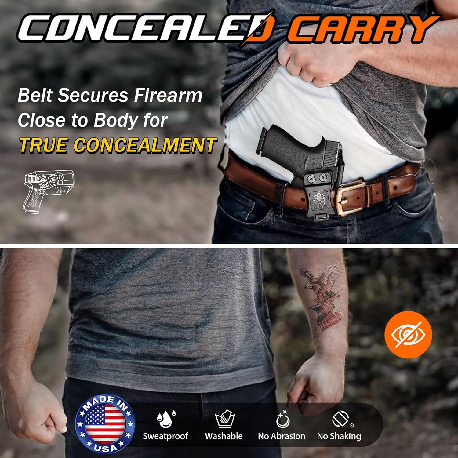 Amberide IWB Kydex Holster for Ruger LCP MAX .380, Concealed Carry, No Optic/No Laser, Adjustable Cant, Posi-Click Retention, Made in USA