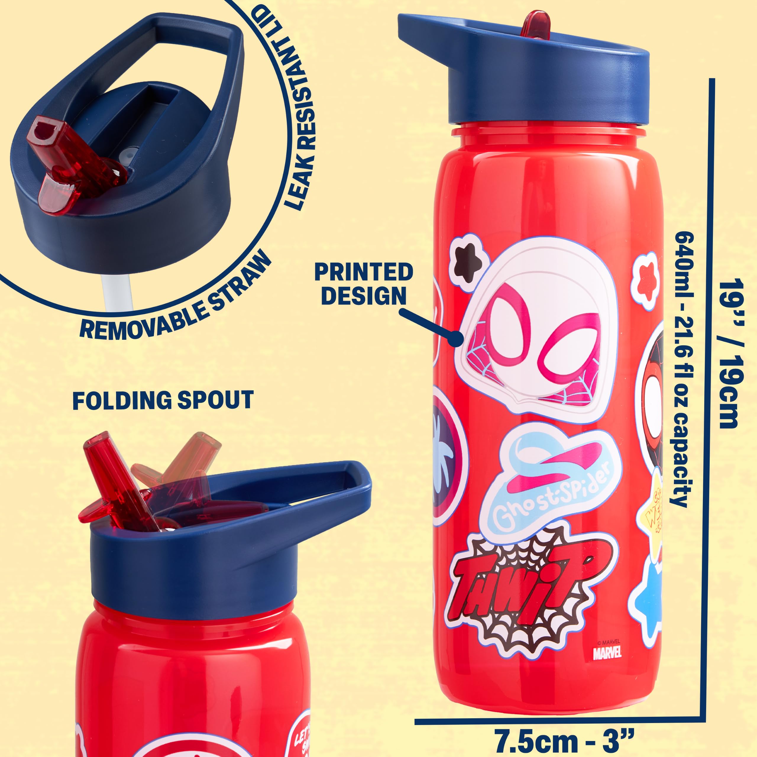Get Trend Spidey et Ses Amis Boite a Gouter Enfant Garcon et Gourde Air Up Set, Bento Lunch Box avec Compartiments et San BPA Gourde avec Paille, Lave Vaisselle et Micro-ondes Sûre (Multi Spidey)