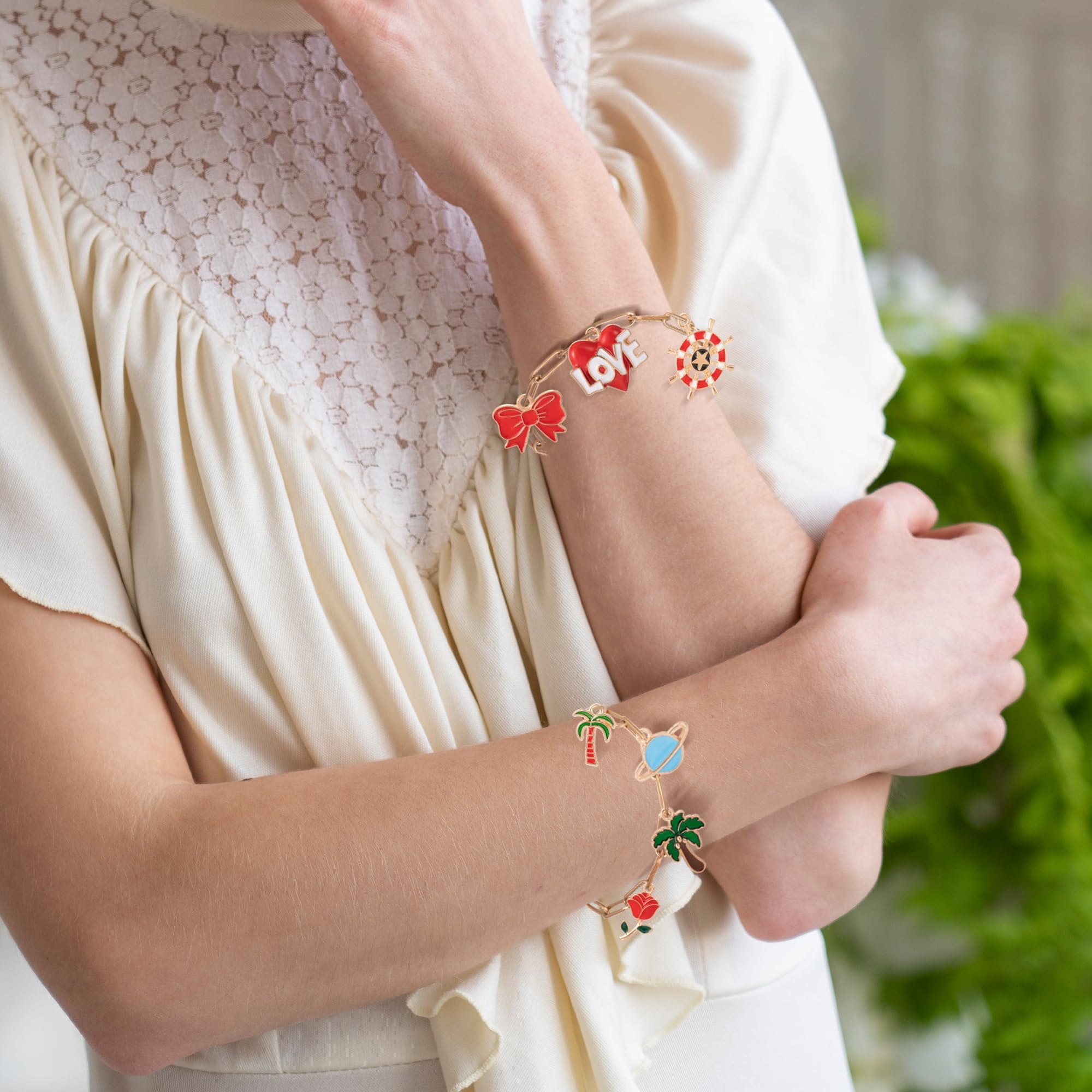 18金 10 Assorted Charm Bracelet 18金 10 Assorted Charm Bracelet HUISUYTON 10 PCS Charm Bracelet