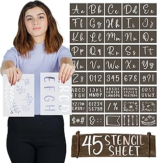 Calligraphy Stencil and Cursive Stencils for Effortless Calligraphy Creation - Large Stencils Letters for Painting - Caligraphy Stencil Letters and Stensils Letters - Fancy Lettering Kit and Lettering