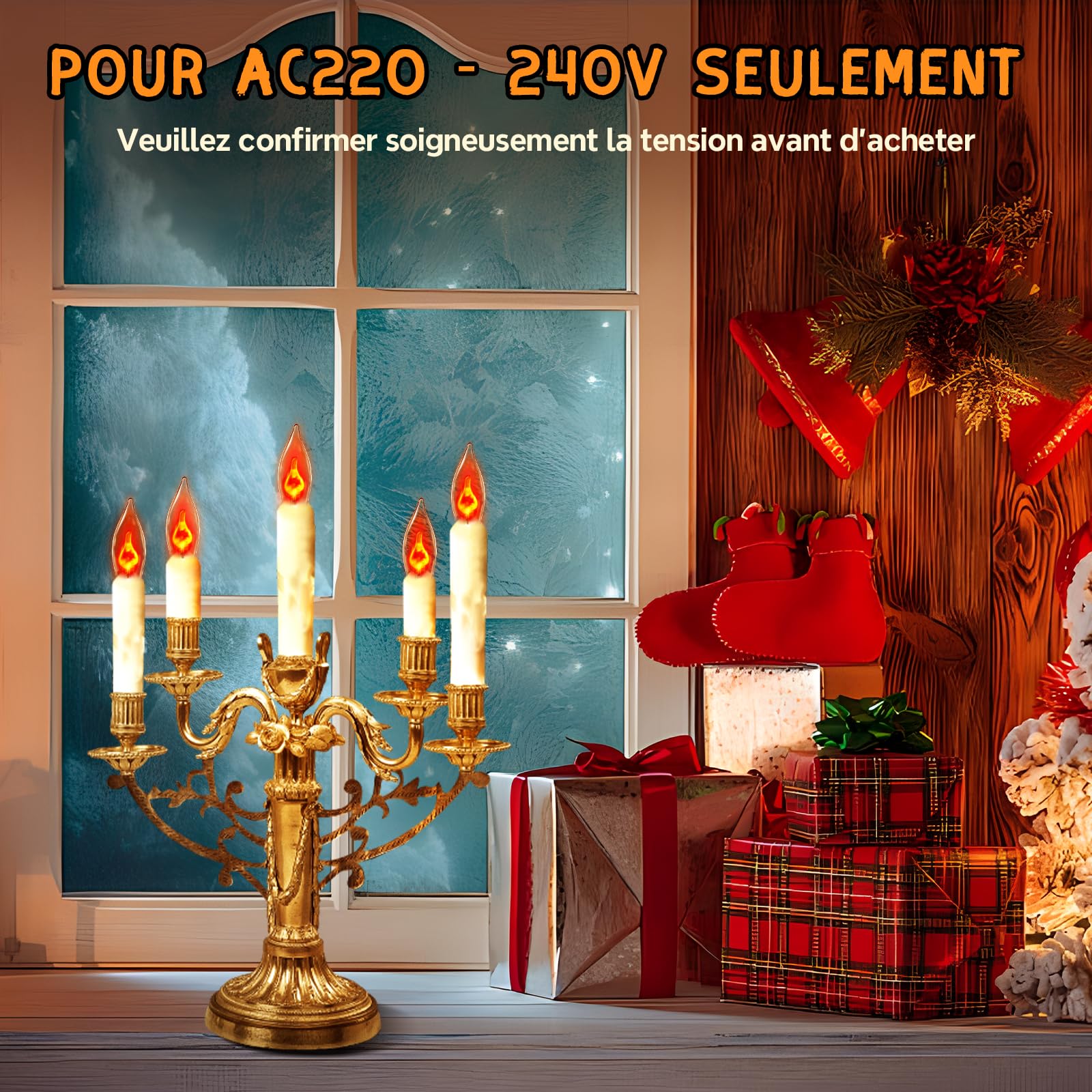 E10 ampoule Décoratives Bougie Clignotante, Bougie Supérieure Effet de Flamme Blanc Chaud E10 pour Décoration de Noël (Lot de 2)