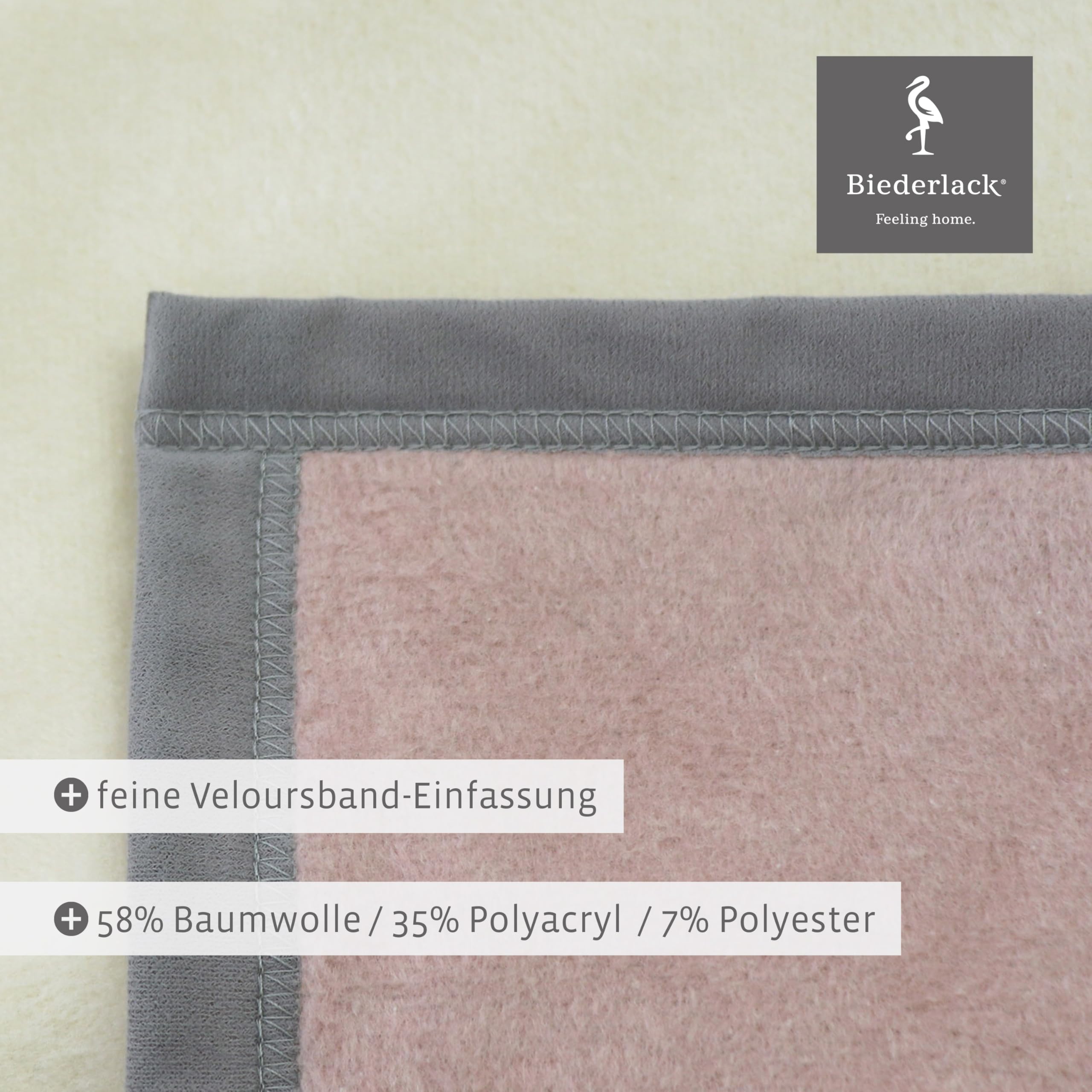 biederlack®samt-weiche Kuscheldecke Pastell Karo, Sofa-Decke in 150x200cm | Made in Germany, Kuscheldecke aus Baumwollmischgewebe, rosa karierte Tagesdecke, OEKO-TEX Made in Green, moderne Karo-Decke
