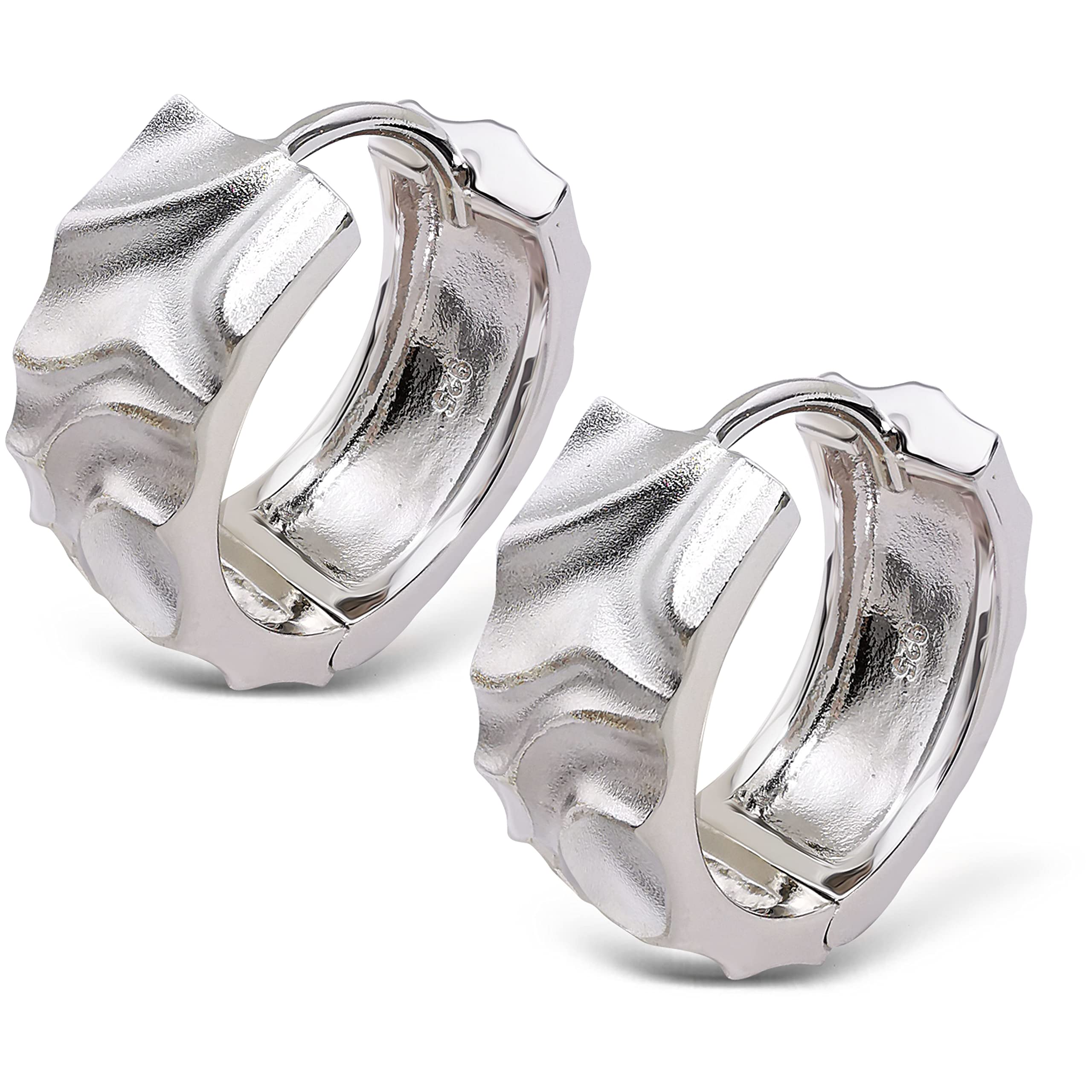 Orecchini A Cerchio Sternvoll® In Argento 925 Rodiato – Design Martellato, Anallergici, Diametro 18 Mm, Regalo