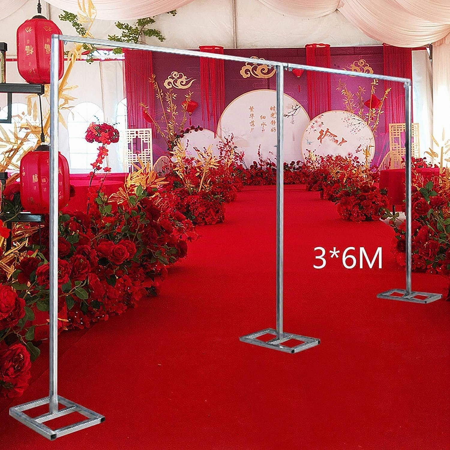 3x6m Hochzeit Party Backdrop Stand Pipe Kit Vorhang Rahmen,Geeignet für Hochzeit Geburtstag Babypart