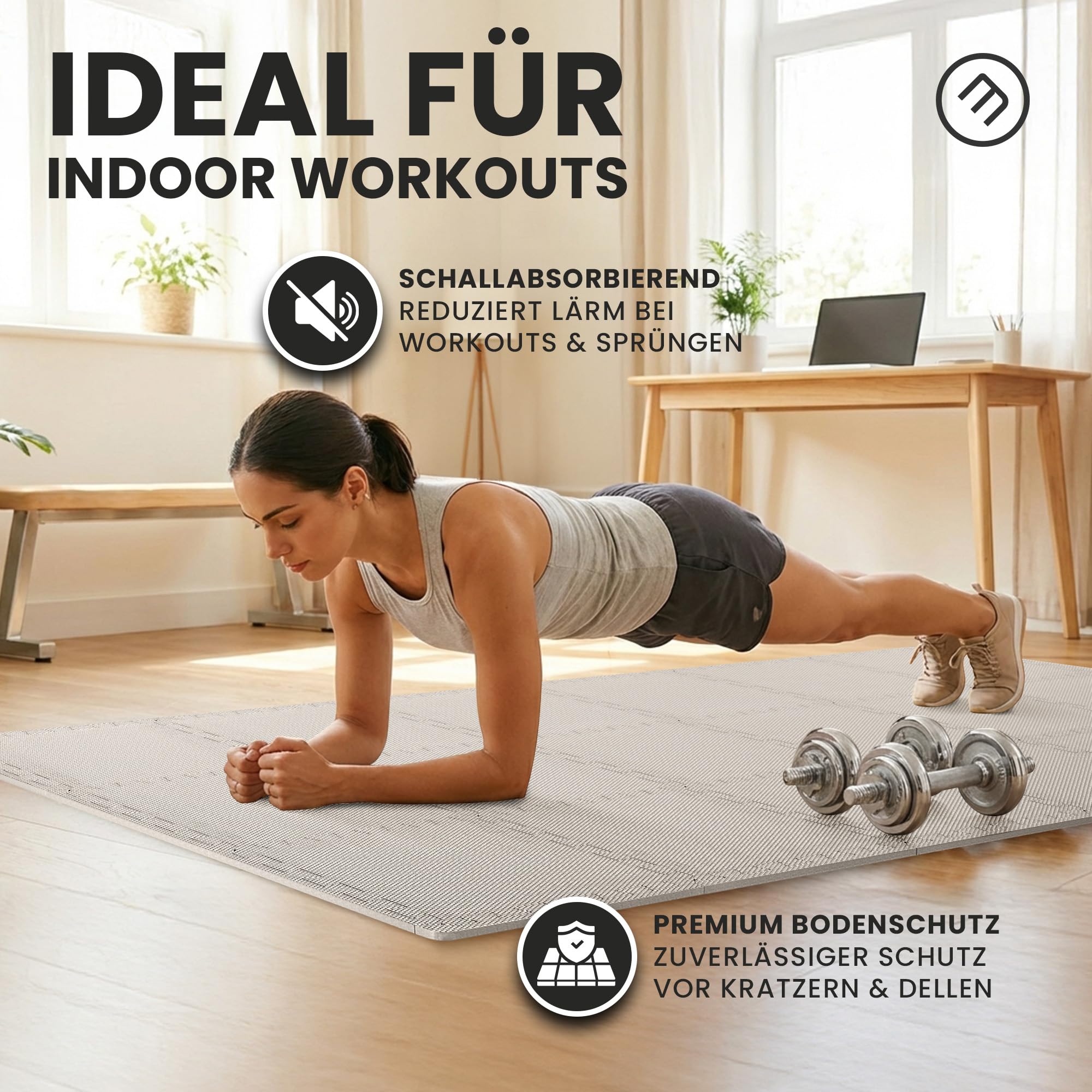 Schutzmatten Bodenschutzmatte Set Sportmatte Gymnastikmatte Puzzlematte: Puzzle Sportgeräte Matte Fitnessmatte Turnmatte Unterlegmatte Bodenmatte Sport Mat Trainingsmatte Gummimatte Yogamatte - Grey