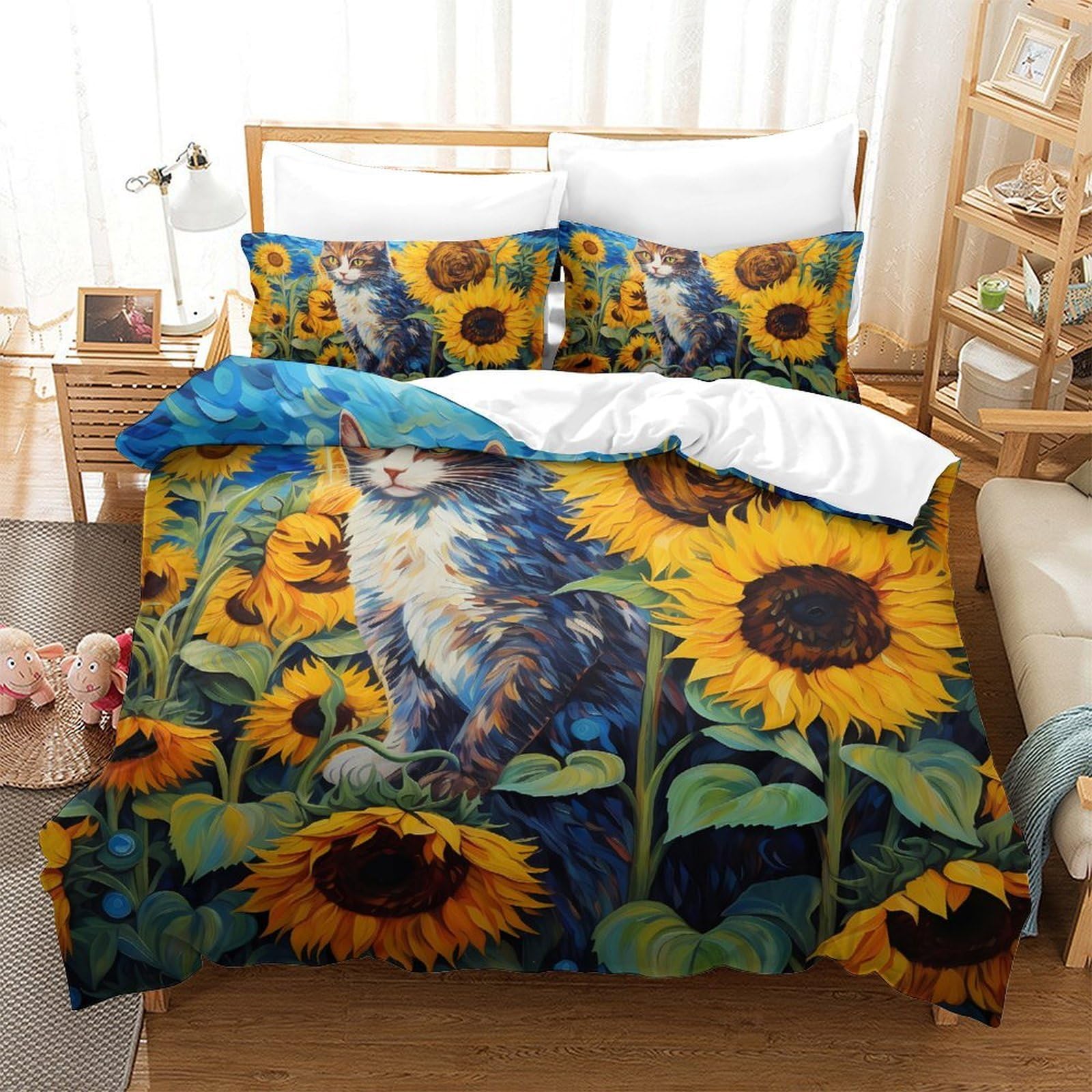 Housse de couette chat 3D en microfibre ultra douce pour un lit enfant Super King
