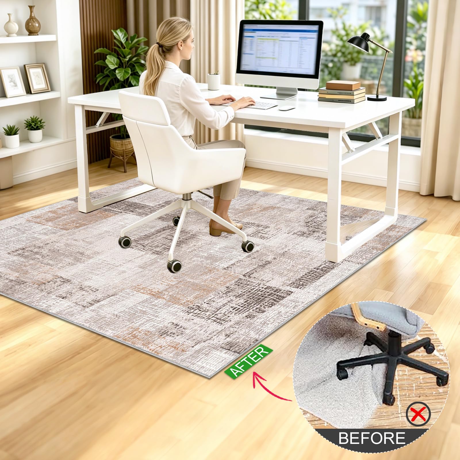 Alfombra Protectora Suelo Silla Ruedas, Alfombra Antideslizante para Sillas de Oficina, Protector de Suelos de Madera, Alfombra Pequeña para Suelos de Oficinas y Estudios 140x190cm