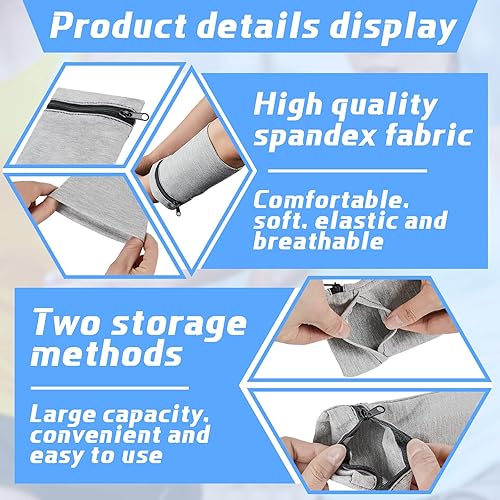 Vista 4 de 6 piezas con cierre de cremallera, cartera de muñeca, cartera de viaje, cartera de muñeca para mujer, muñequera con bolsillo para la muñeca