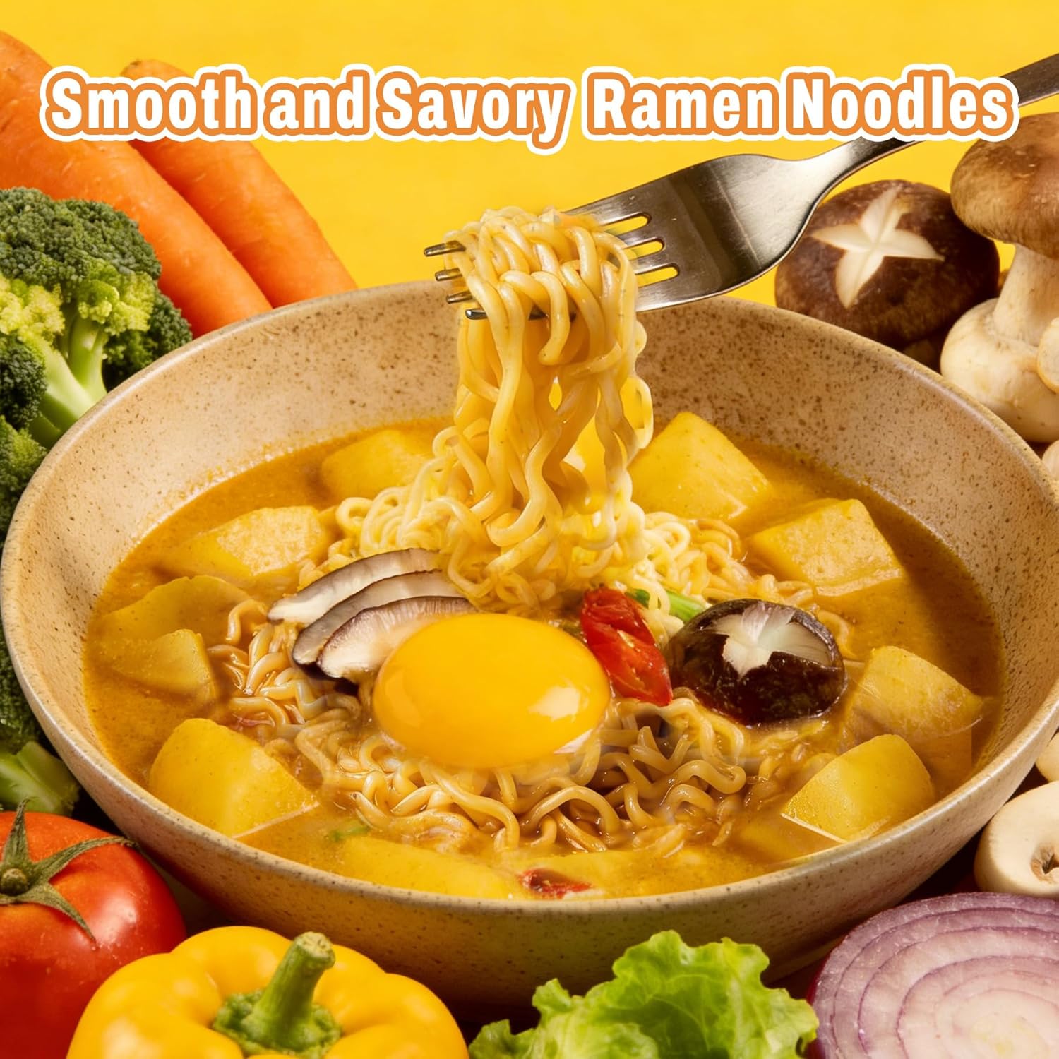 KONJOY High Protein Ramen Noodles, 10 Packs, 25g Plant-Based Protein Ramen Soup Curry Flavor, Vegan, Low Sugar, Low Fat, Non-Fried, Non-GMO, Healthy Quick Meal & Holiday Gift