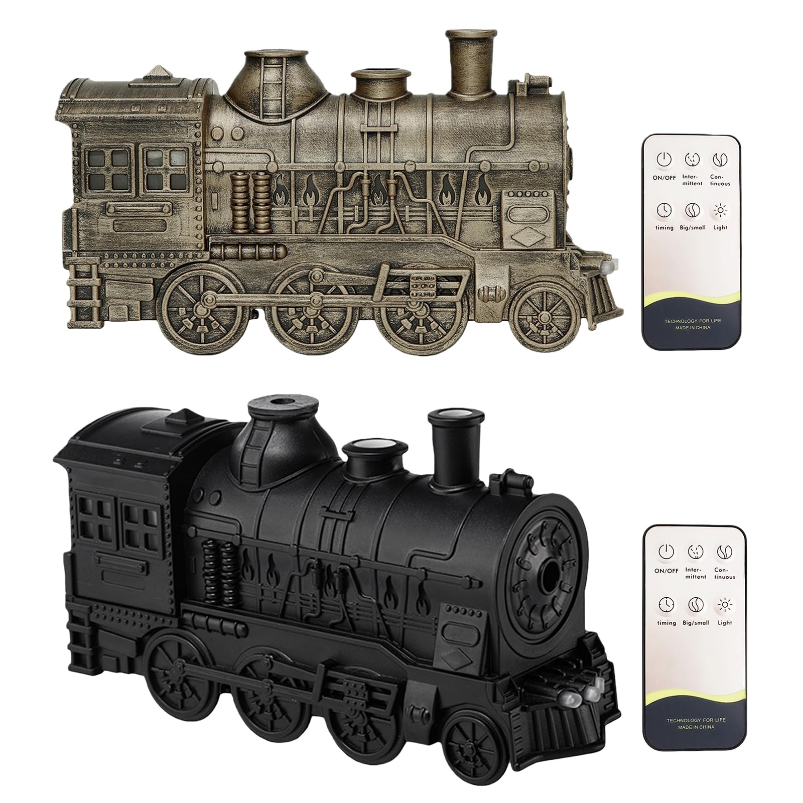 HTU Ultradźwiękowy nawilżacz z dyfuzorem i automatycznym wyłączaniem RC, | Retro lokomotywa parowa dyfuzor zapachowy z ultradźwiękowym nawilżaczem RC do sypialni, biura, hotelu