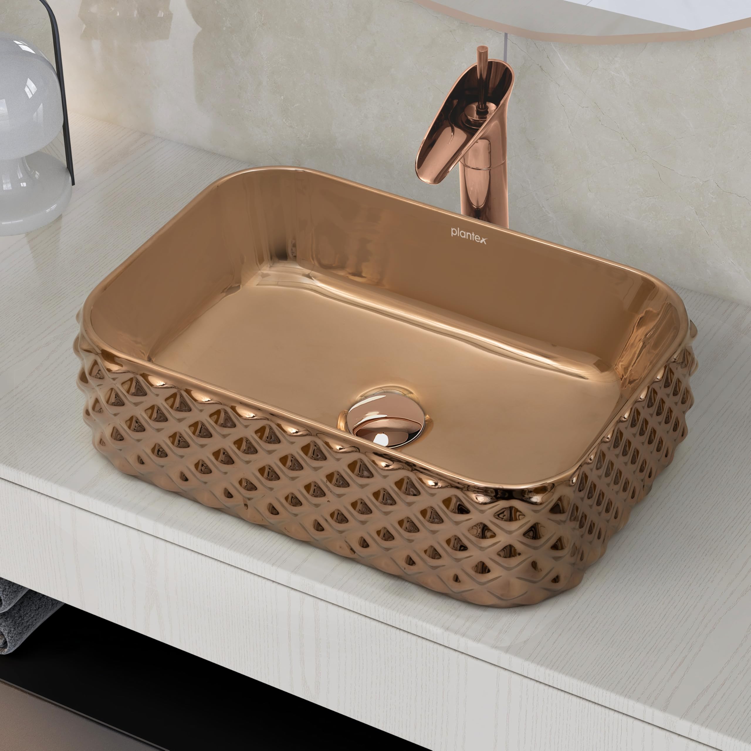 Plantex Ceramic Wash Basin/Tabletop Wash Basin/Designer Countertop Basin for Bathroom/Restaurants/Hotel – Rectangular (295, Rose Gold, 19 x 13 x 5 Inch) (B0D86HP934) Amazon Price History, Amazon Price Tracker