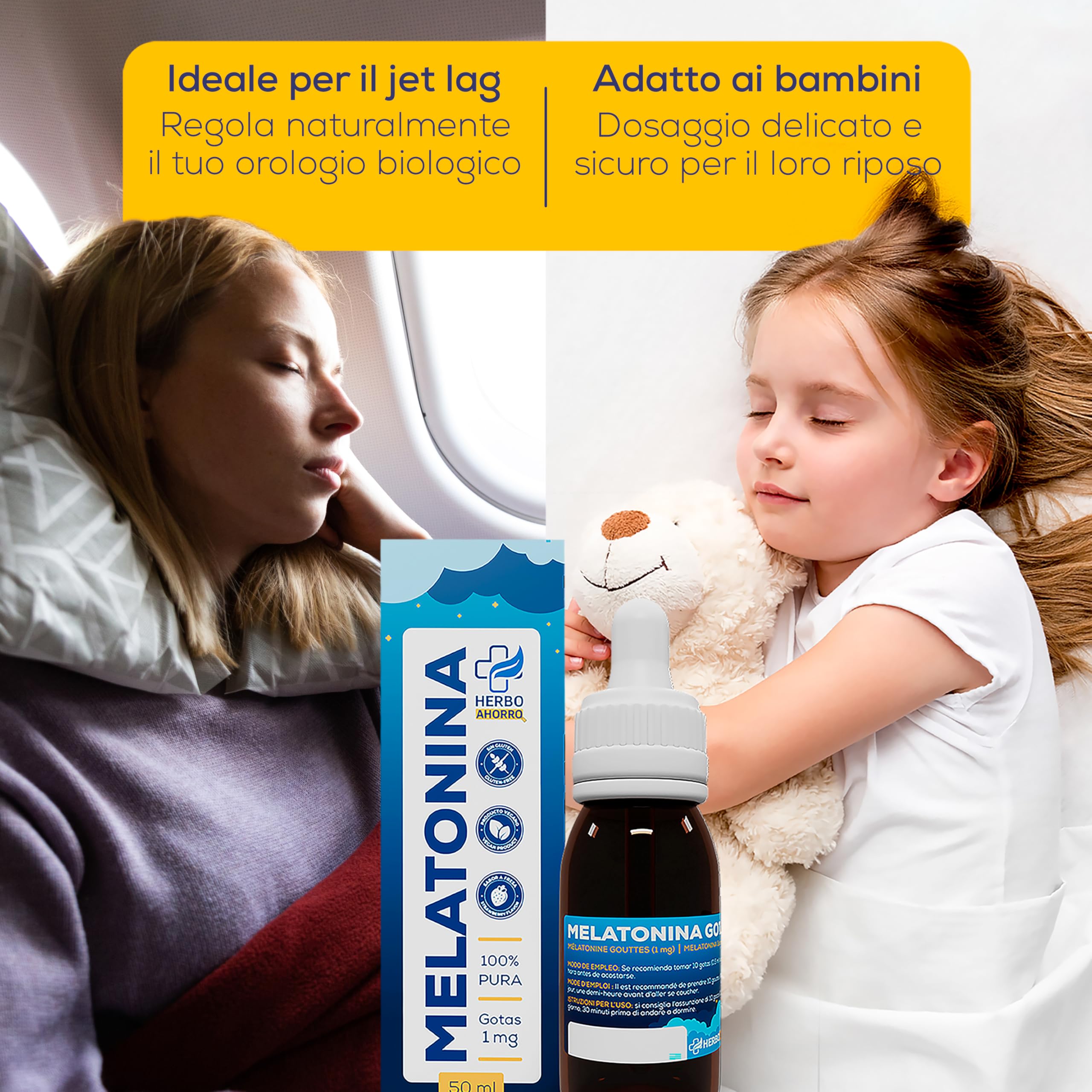 Melatonina gocce bambini e adulti - Melatonina 1mg senza effetto rebound, favorisce un sonno dolce, prolungato e profondo - Riposo rigenerante, risveglio senza sonnolenza - Gusto fragola - 50ml