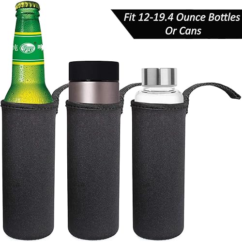 Miniatura 3 de Paquete de 6 fundas de neopreno para botellas de agua, aislantes, enfriadores, plegables, de nailon, para botellas o latas de 12 a 19.4 onzas