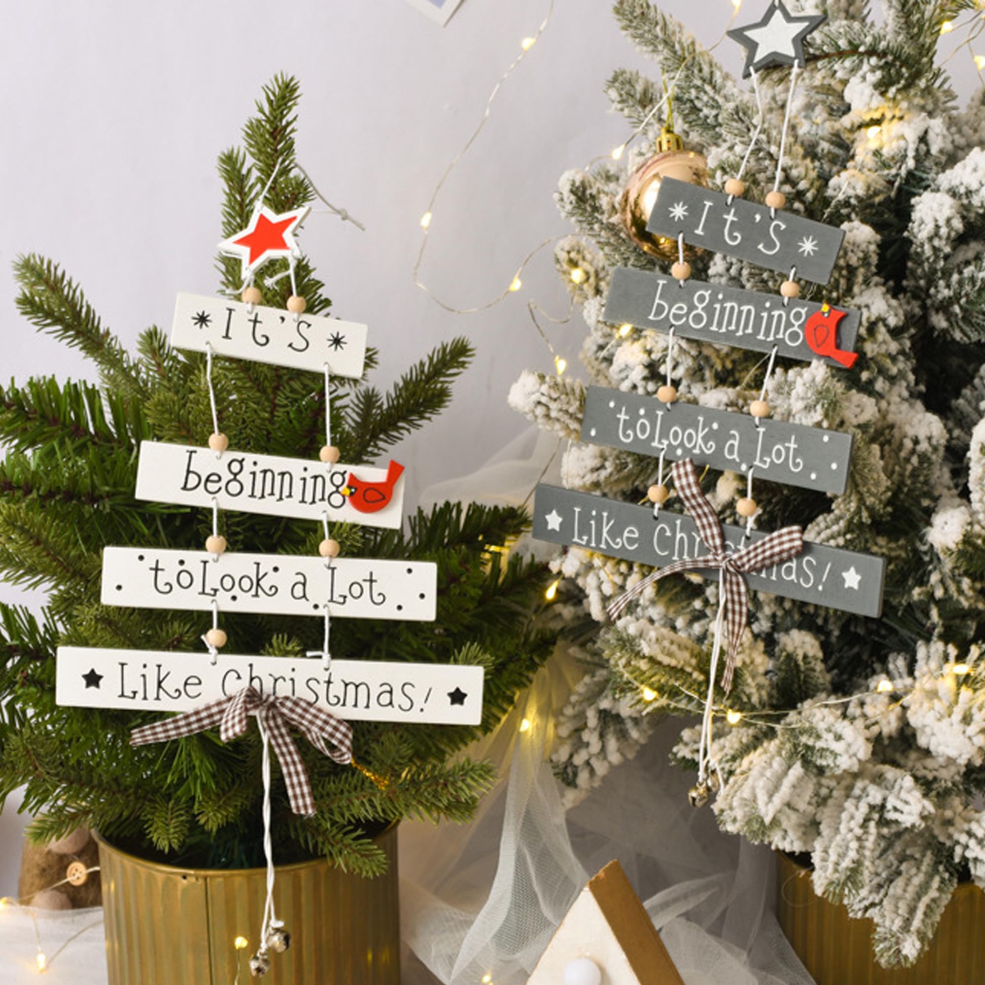 ZXTGBQ Weihnachtsdeko Holzschilder 2er Set - Merry Christmas Türschilder