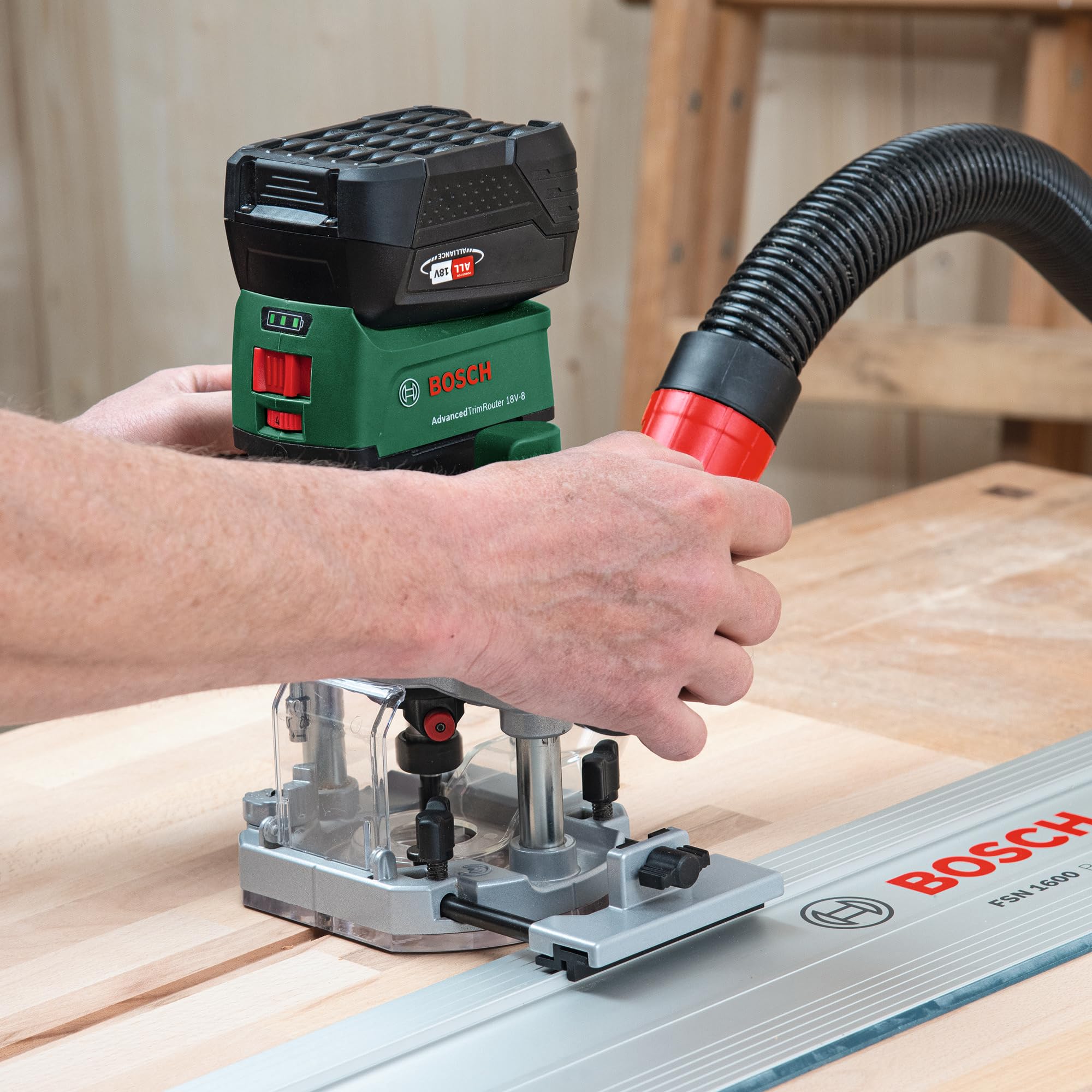 Bosch 1x guidage parallèle et adaptateurs de rail de guidage (pour AdvancedTrimRouter 18V-8, accessoire de fraise)