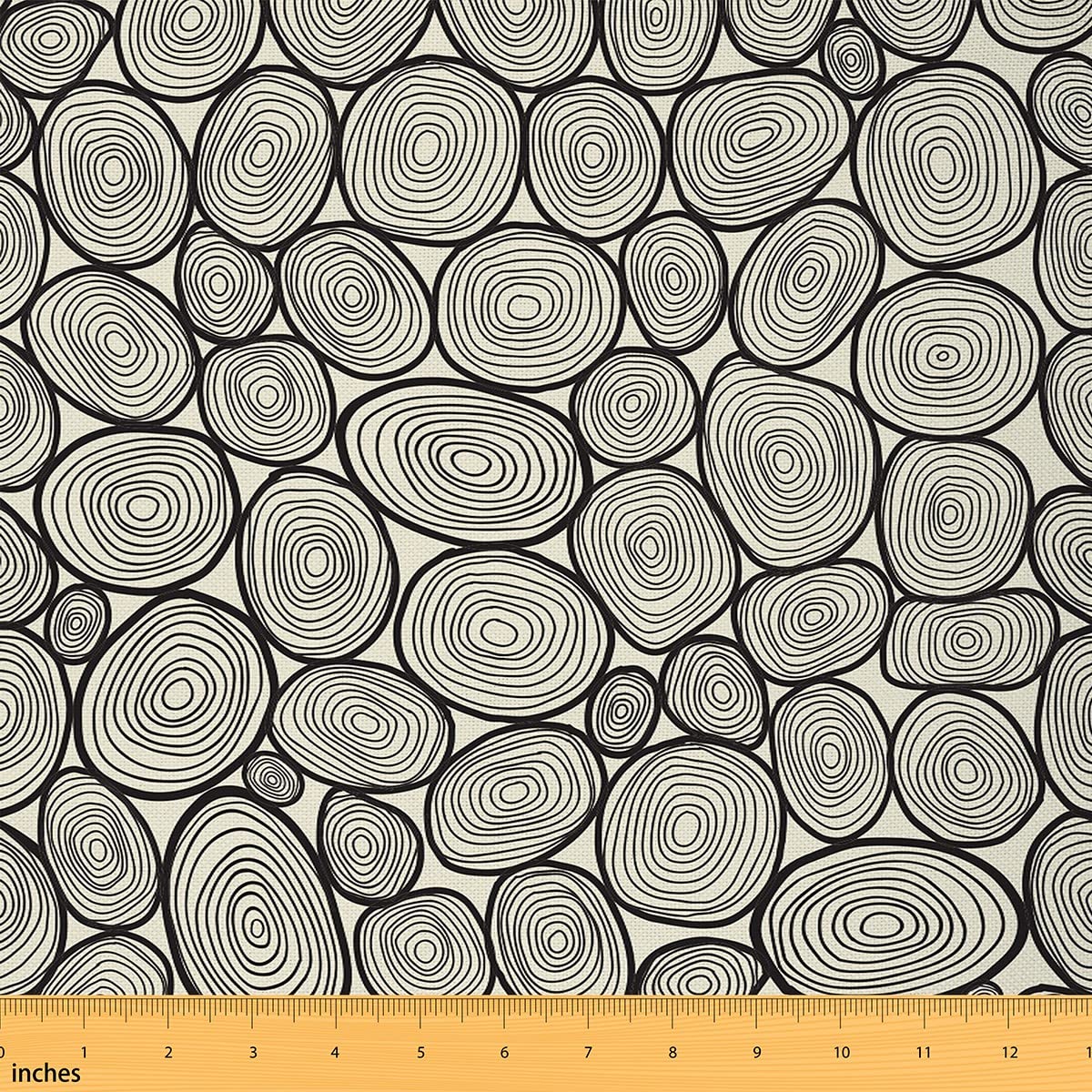 Richhome Multi 10 Stump Decorative Fabric By The Yard,Rustic Farmhouse Fabric For Upholstery And Home Diy Projects,Geometric Circles Outdoor Fabric,3 Yards