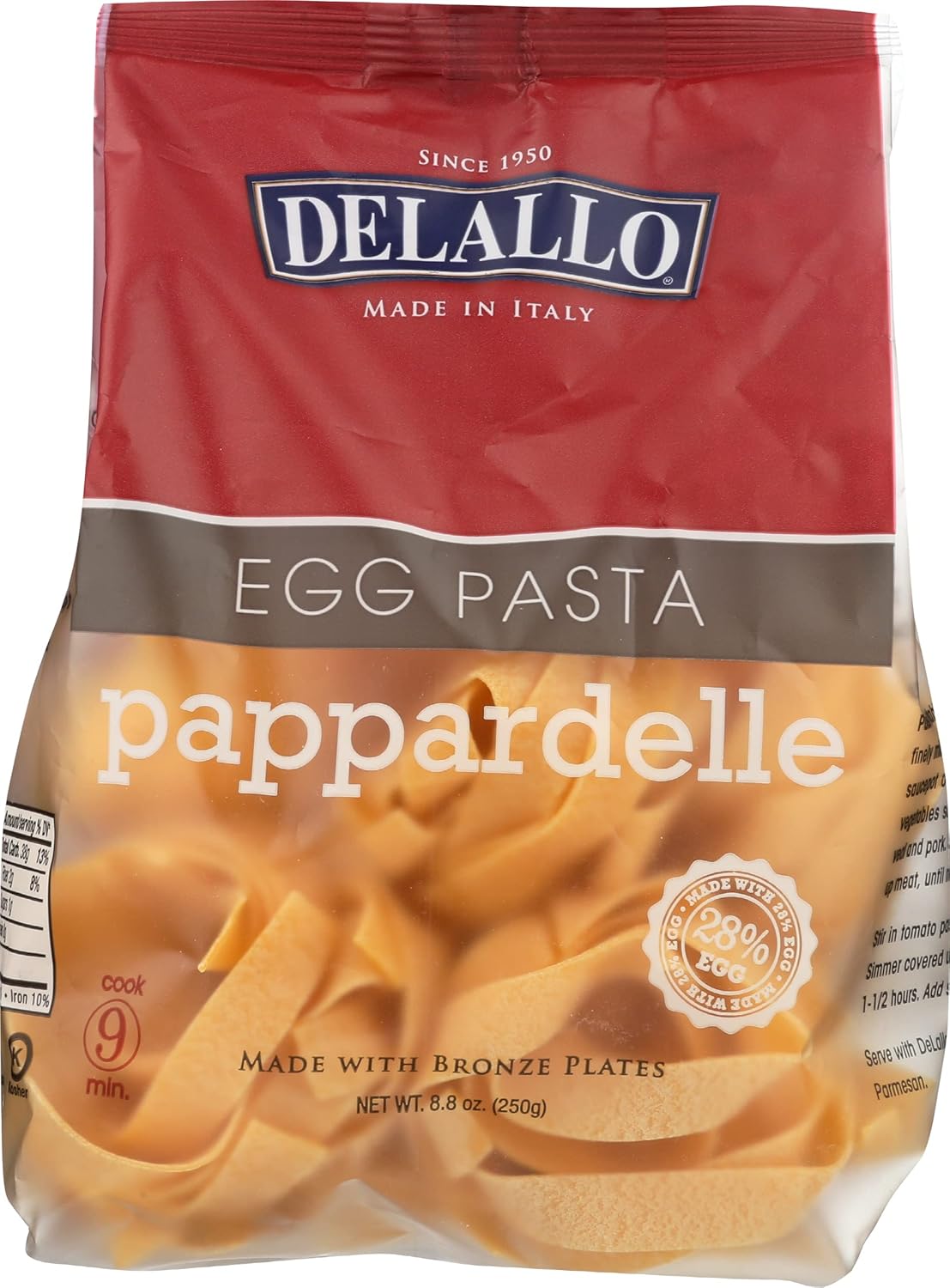 Delallo Pappardelle Egg Pasta, 8.8 Oz (Pack of 12)