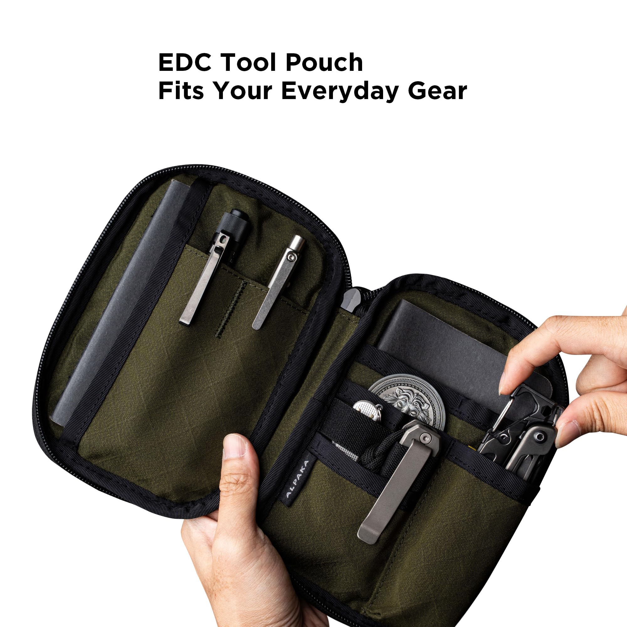 ALPAKA Admin Pouch Pro, Petit Sac EDC Pochette Organisateur, Organiseur de Sac à Outils EDC, Résistante à l'eau Sac de Rangement, Petit Sac à Outils Multi avec 10 Poches pour Couteau Stylo