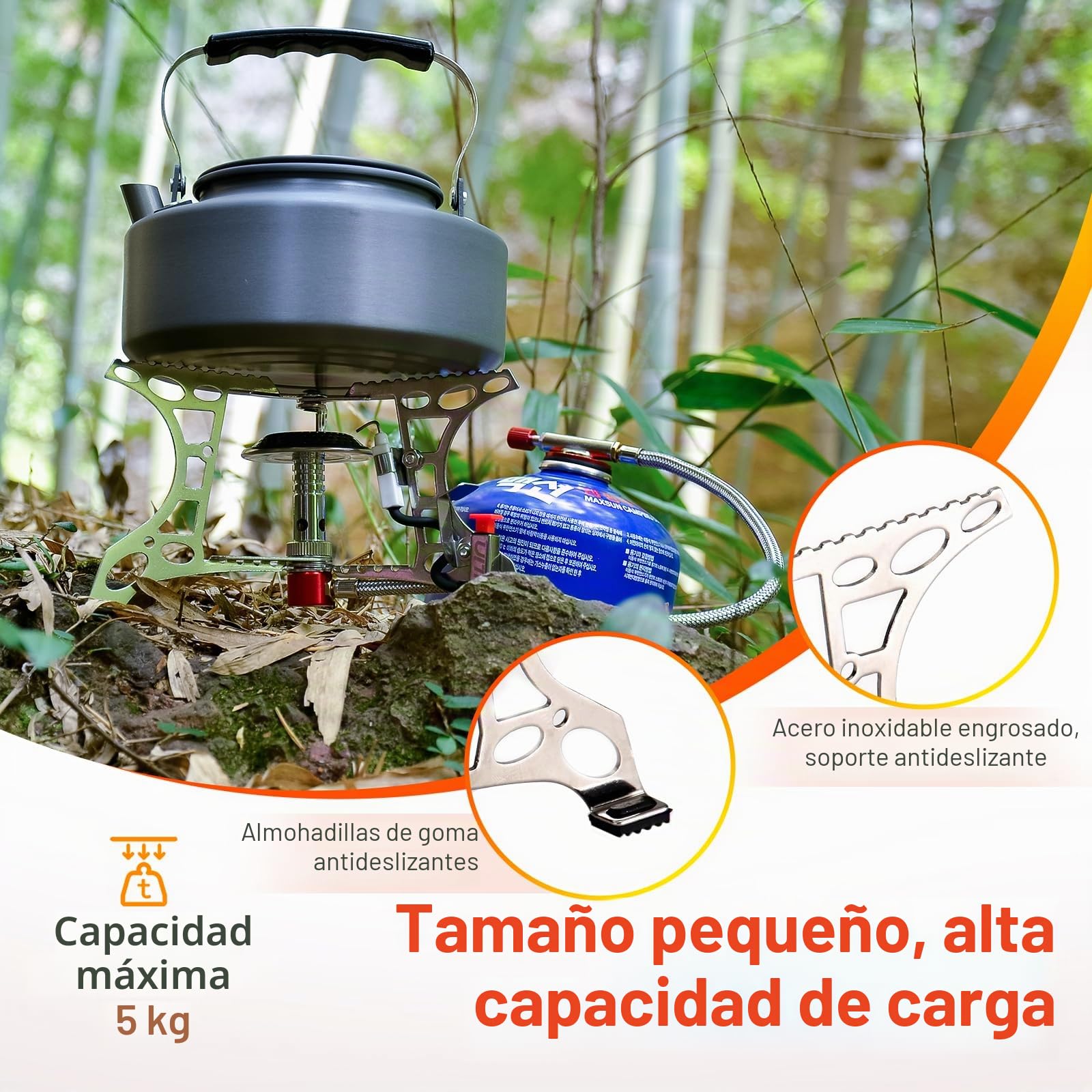 Bulin hornillo de Camping con Encendido piezoeléctrico, hornillo de Gas Plegable a Prueba de Viento, Ideal para Outdoor, Camping, Trekking, Senderismo y Picnic