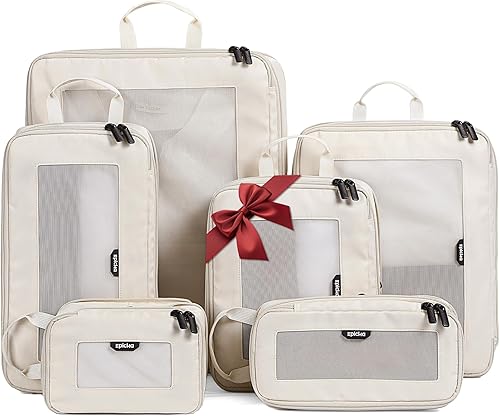 EPICKA TripCozy - Cubos de compresión para embalaje, juego de 4 juegos6 bolsas organizadoras de viaje duraderas con parte superior de malla,