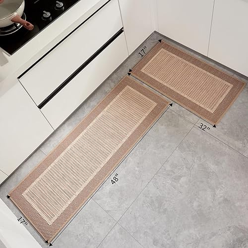 Miniatura 2 de ILANGO Juego de 2 alfombras de cocina antideslizantes para fregadero delantero, alfombras y tapetes de cocina lavables antifatiga, cómodos tapetes
