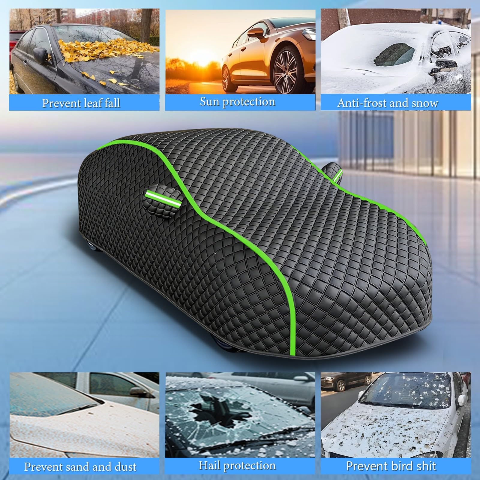 Copertura per Auto Antigrandine per Fiat Panda/Panda Cross, Imbottito, Morbida e Antigraffio Protezione Ottimale da Grandine Copertura Auto Completa