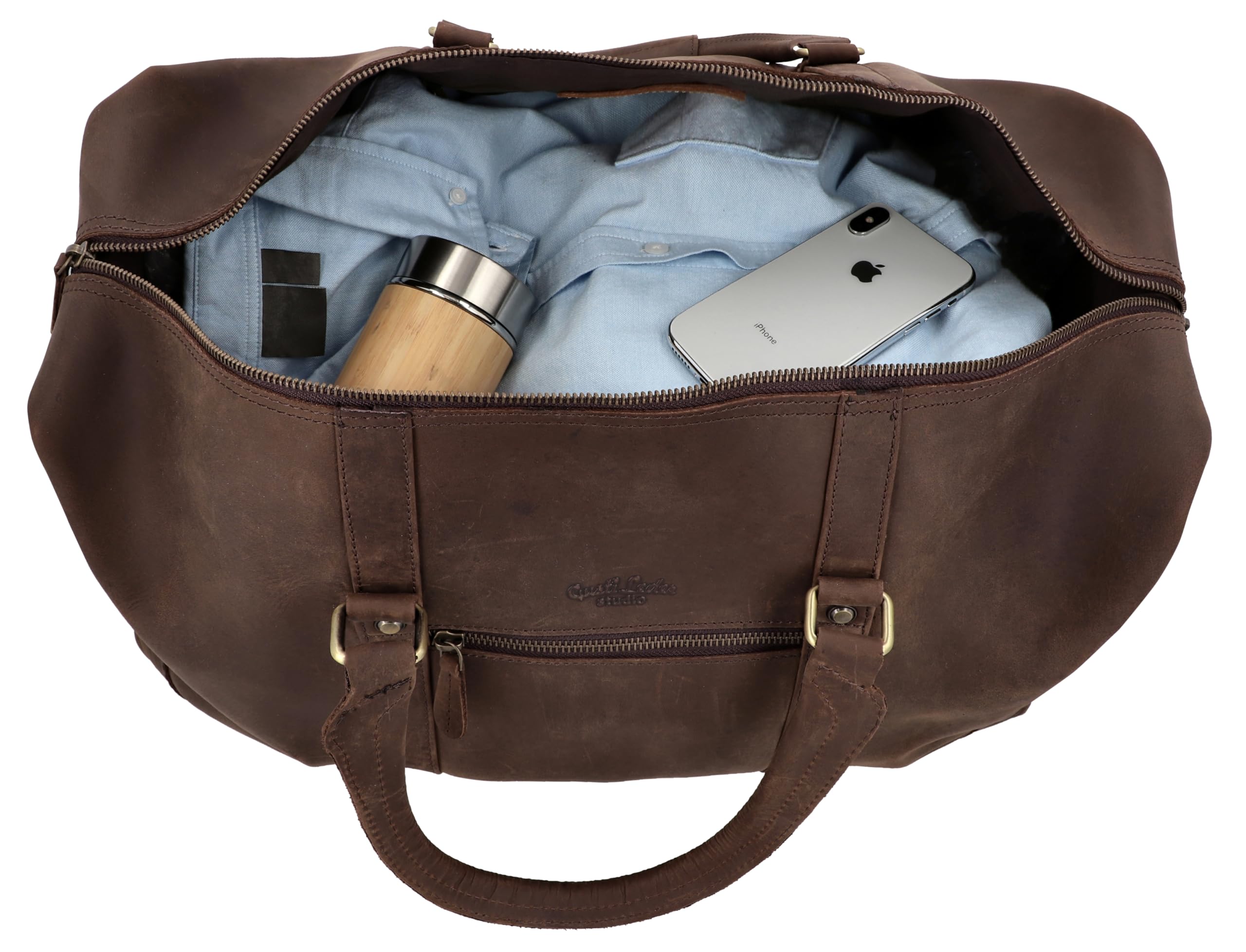 Gusti Leder Weekender Herren Ruben - Reisetasche Herren aus Echtleder in Braun - 36 L Vintage Sporttasche für Kurztrips & Wochenendausflüge
