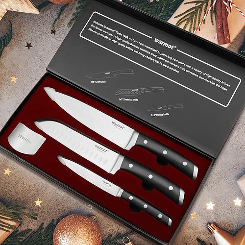 Miniatura 6 de Juego de cuchillos de cocina profesional, juego de cuchillos de chef de 3 piezas, cuchillos afilados para cocina, acero inoxidable de alto carbono,