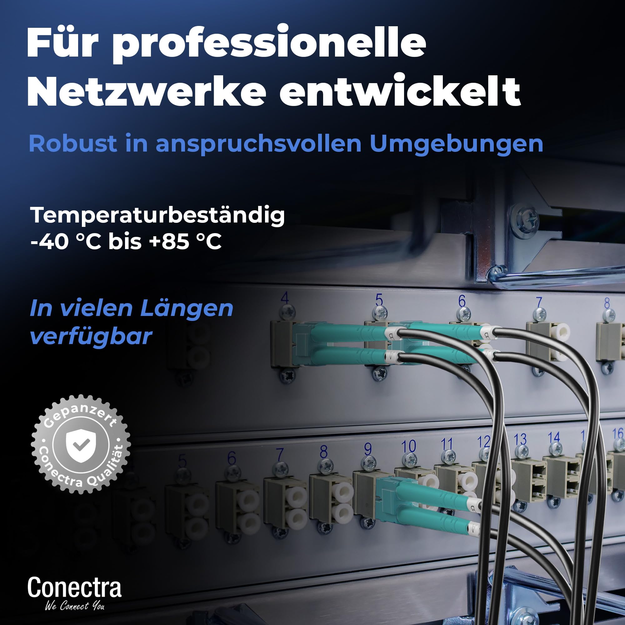 150m Gepanzertes OM3 Duplex Glasfaser-Kabel LC/UPC für Innen- und Außen-Einsatz – LWL Lichtleiter Patch-Kabel Multimode 50/125µm LC UPC LSZH Fiber Optic Cable Indoor/Outdoor ⌀3mm Schwarz
