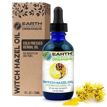 Witch Hazel Oil Raw with Sunflower Oil, Infused, Astringent, Skin Hydration, Moisturizer, Organic Skincare for All Skin Types 1 fl oz
