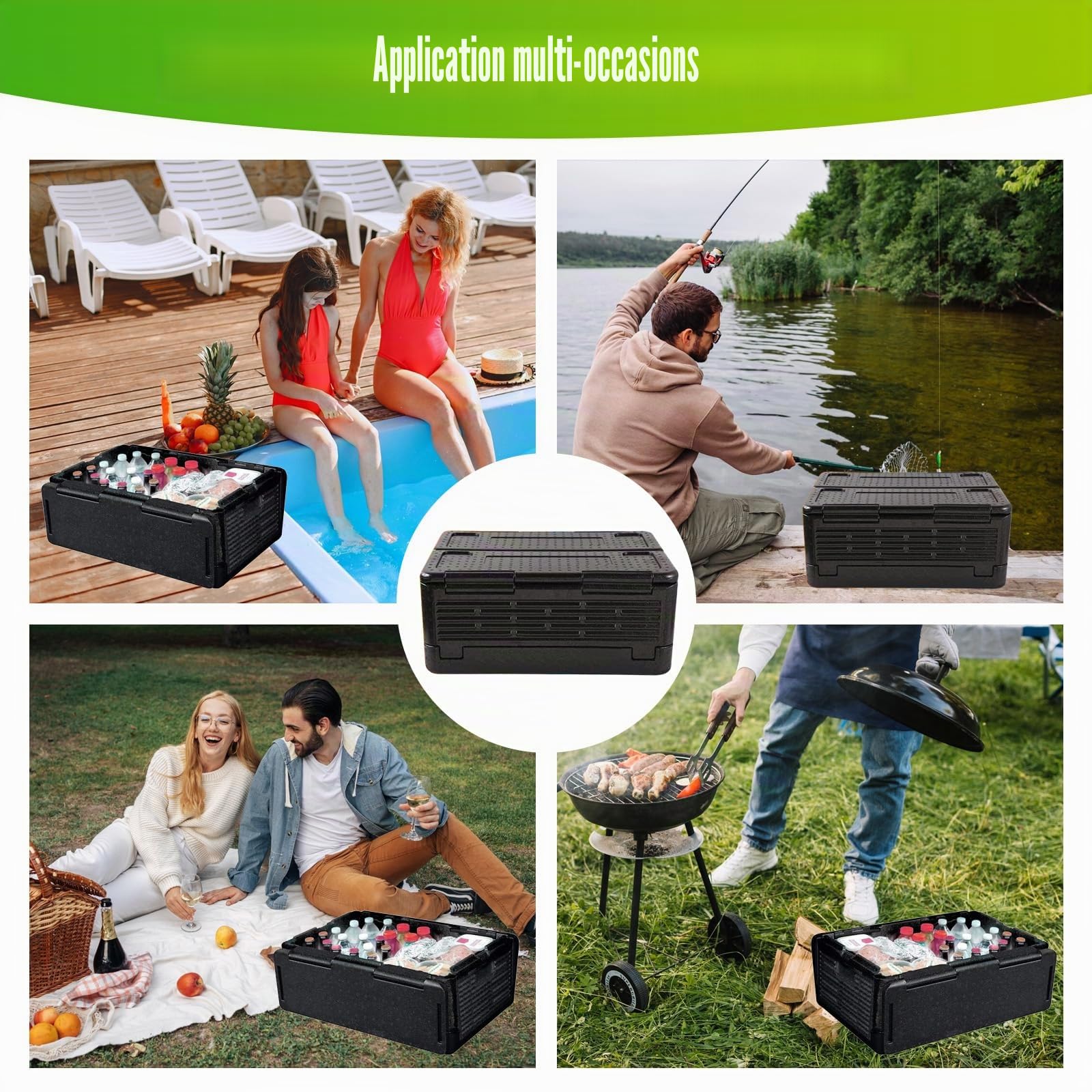 Boîte Isotherme Pliable, Boite Thermique avec Couvercle Intégré, Multifonction Glaciere Isotherme pour Camping, Pique-niques, Transport des Aliments