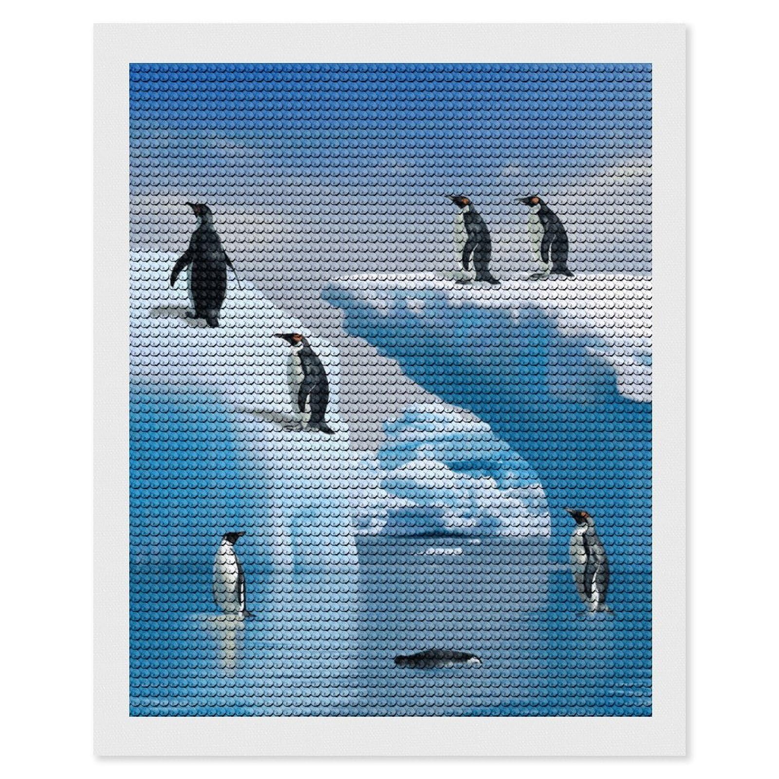 FekiLoot Penguins Diamond Art Kits for Adults, 5D Aurora Diamond Painting Kits for Beginners DIY Full Drill Dots Gem Art Paint Crafts for Home Wall Decor 16"x20"