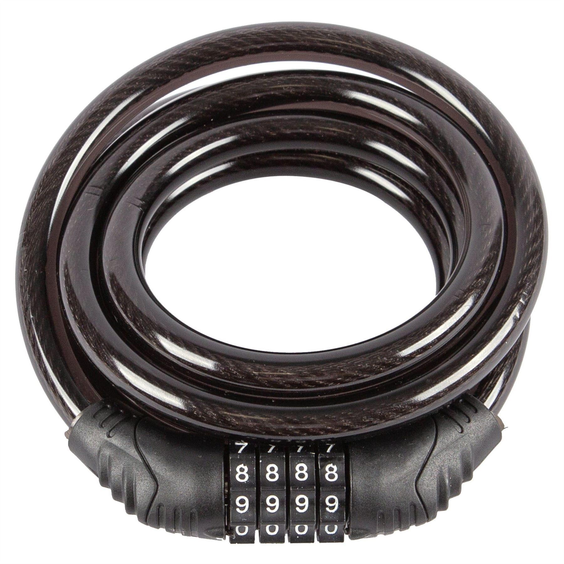 Blackspur 1x Black 1.8m Steel Combination Cable Lock - Long Wire Bike Bicycle Luggage Suitcase Security Shackle Key Code Padlock