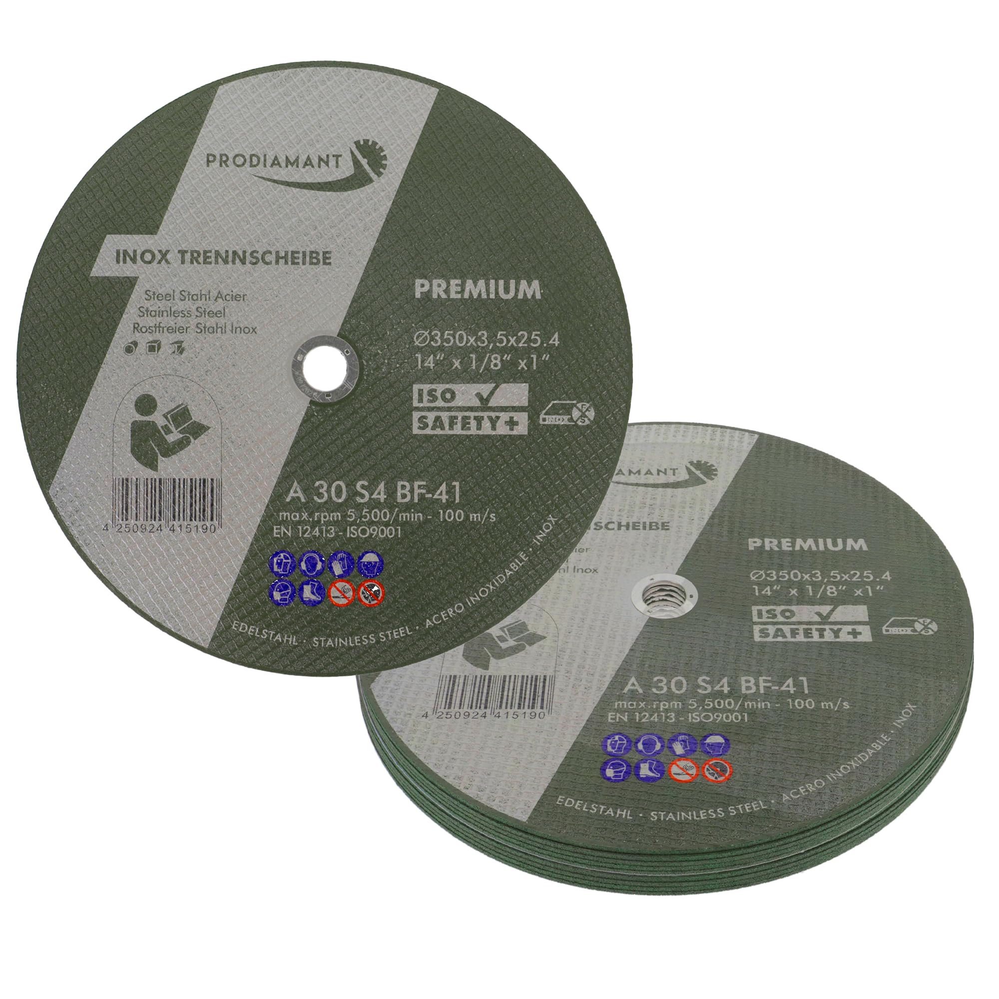Disque à tronçonner PRODIAMANT 350 mm x 25,4 mm x 3,5 mm lot de 10 pour métal et acier