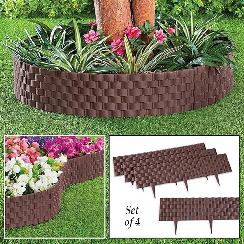 Miniatura 2 de Valla decorativa de 4 piezas con efecto de ratán tejido para bordes de jardín por SkyMall