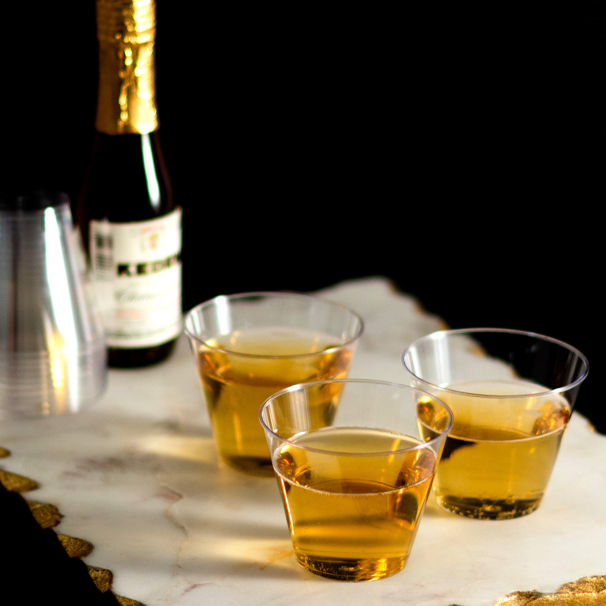 Vasos de plástico transparente | vasos desechables de 9 onzas | Vasos de estilo antiguo para bebidas y fiestas, excelente para vino, cócteles y ponche | 100 unidades