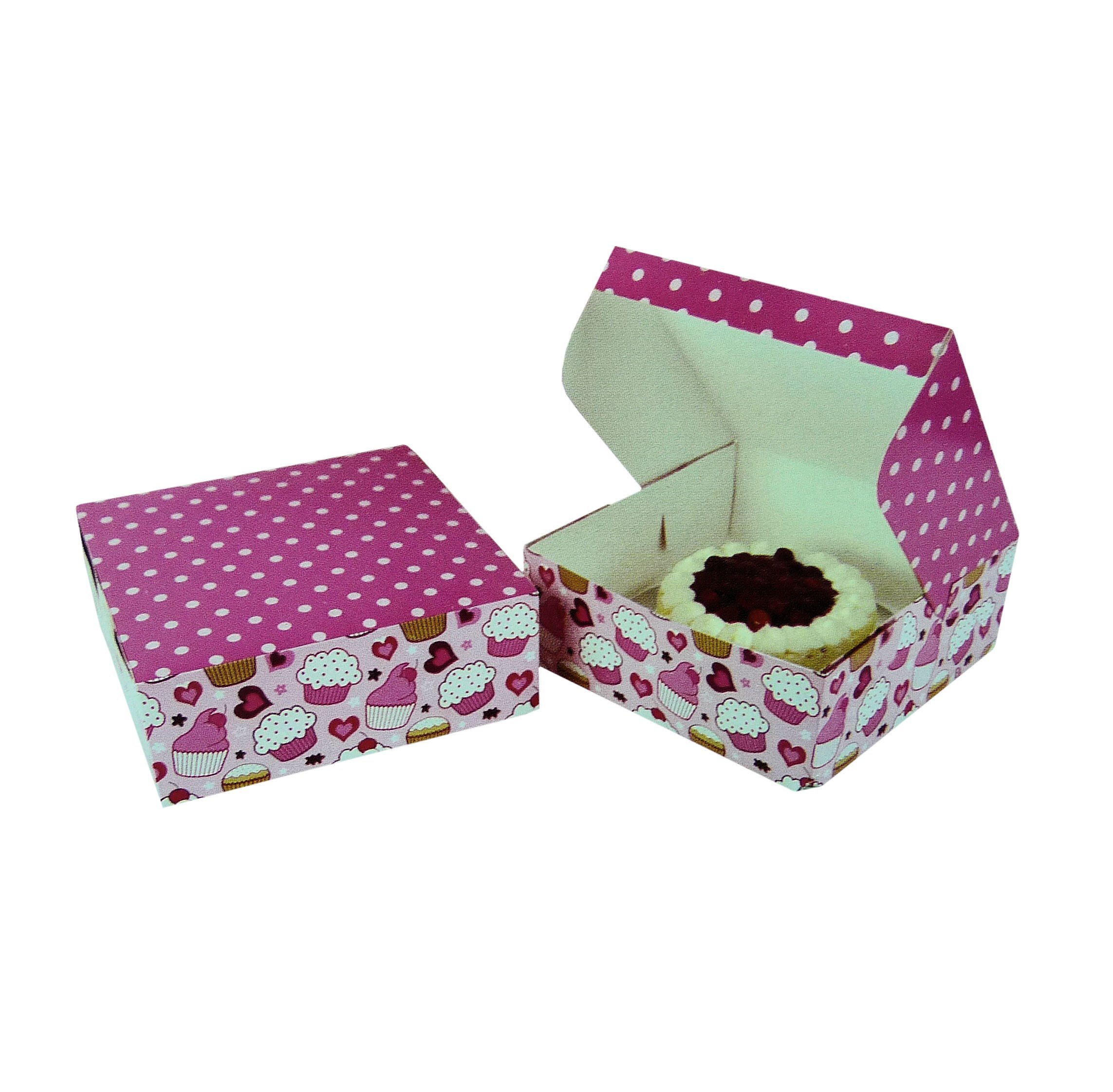 Pack of 2 Funky Pink Cake Boxes Perfect for Cupcakes 26.5cm x 26.5cm x 10cm