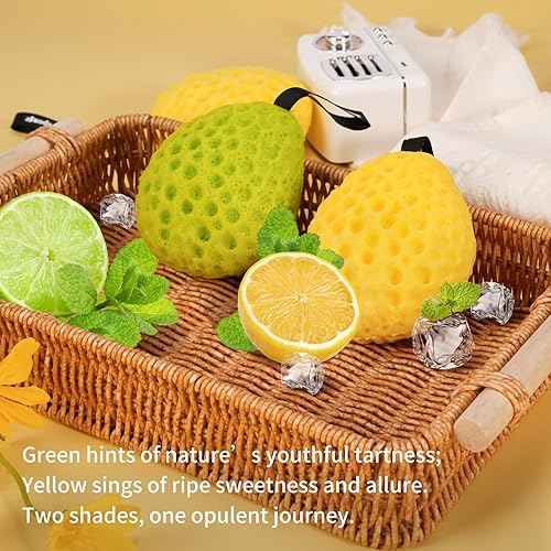 Miniatura 3 de Juego de esponjas de baño de YABAHU: lujoso tono dual, amarillo limón revitalizante y verde lima fresco de la mañana, material ecológico ultrasuave,