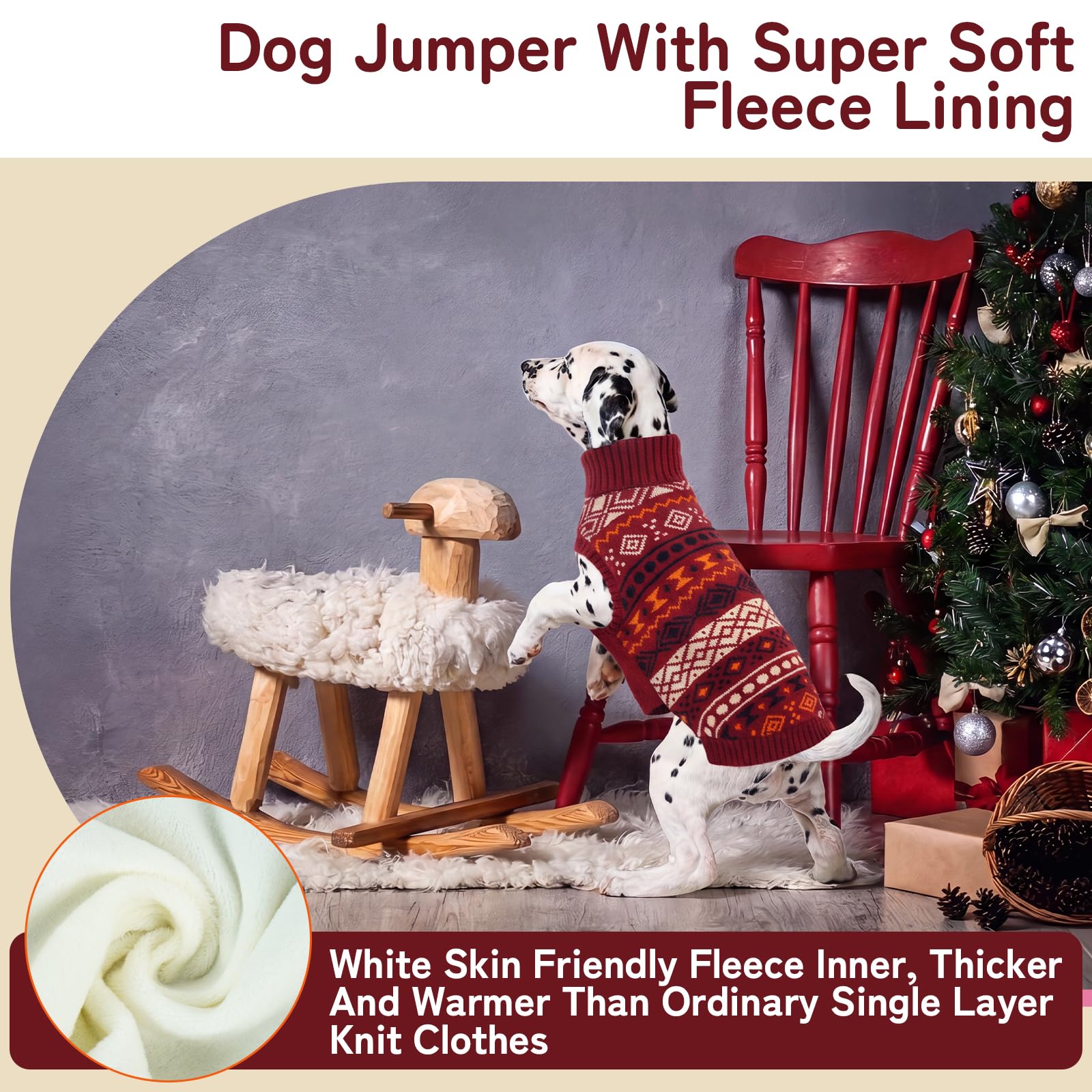 Pull en tricot à col roulé sans manches pour chien de grande taille