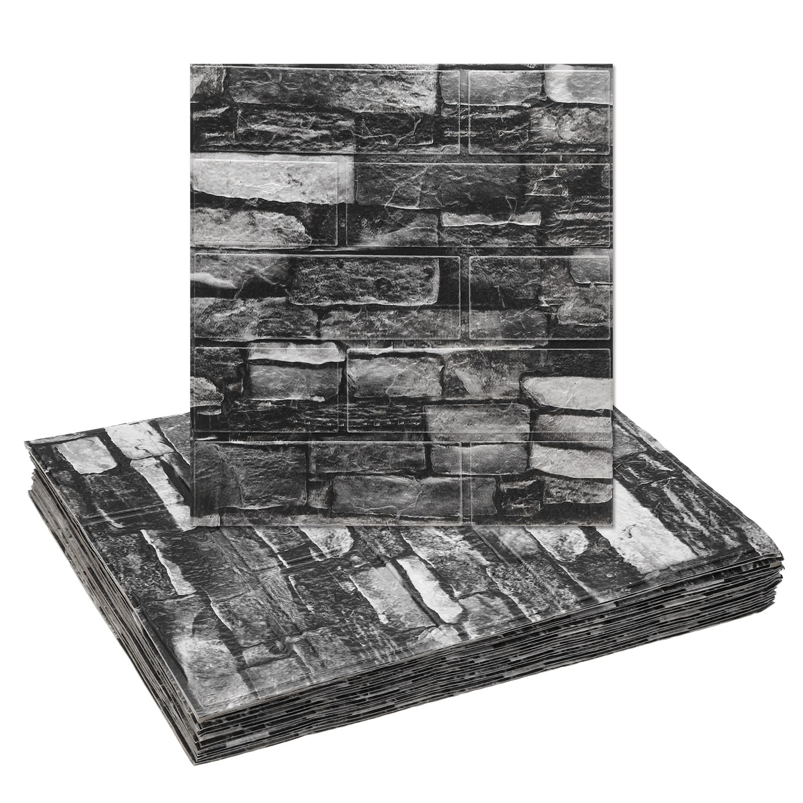 Negro roca paneles 3D impermeables de 35x38.5cm efecto ladrillo autoadhesivo para decoración