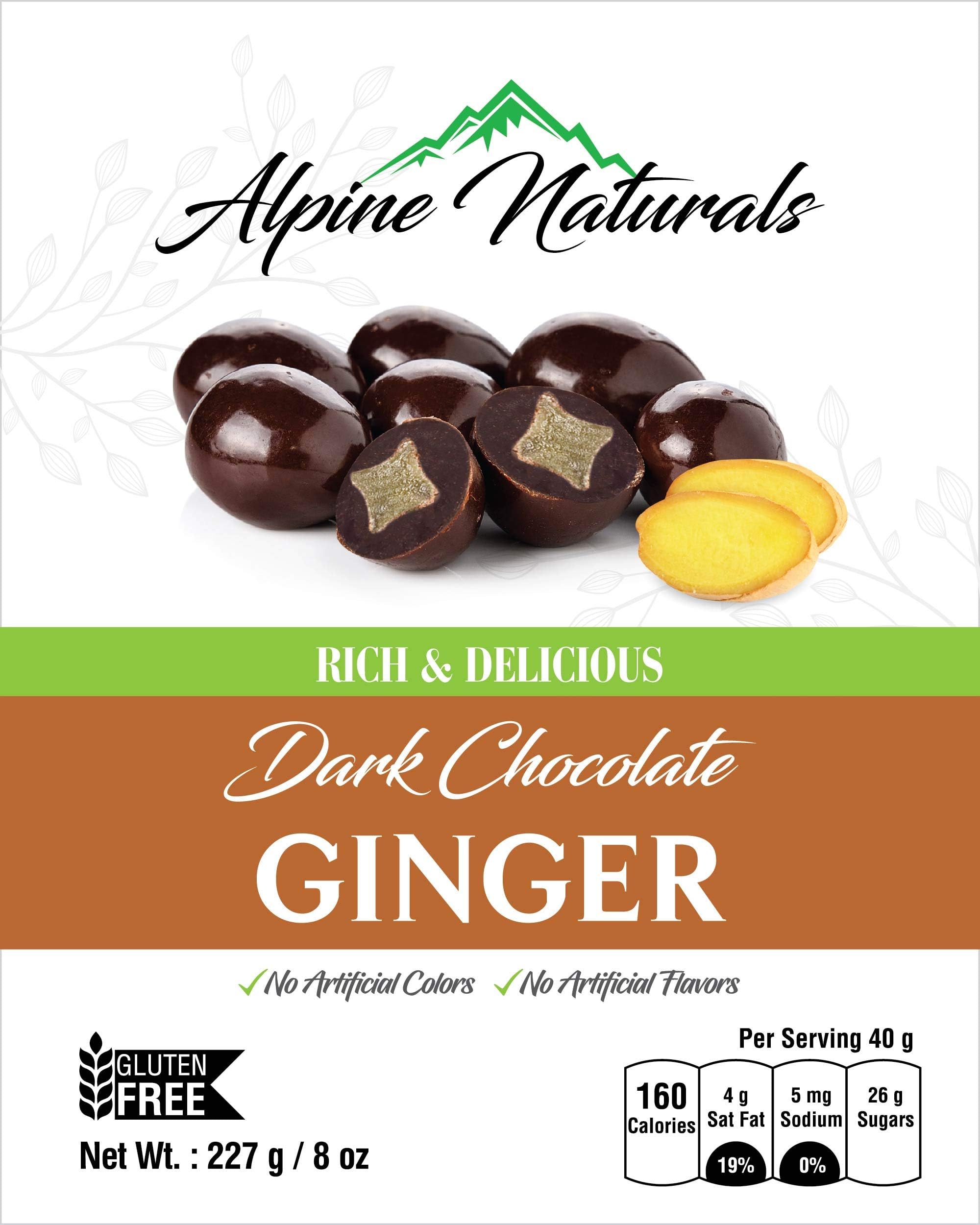 Alpine Naturals Dark Chocolate Ginger, 8 Ounce