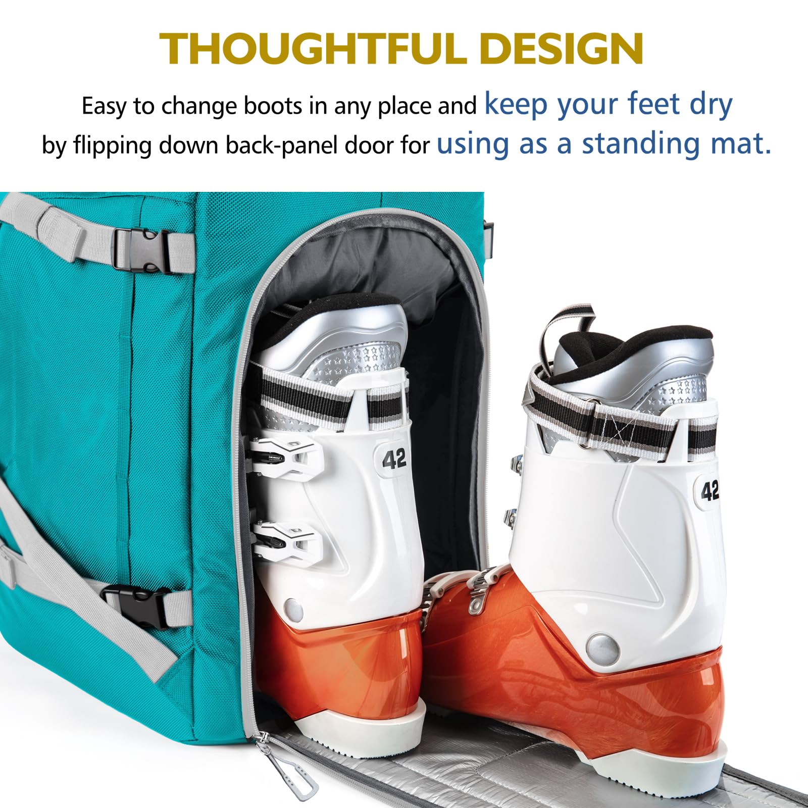 Unigear Borse per Scarponi Sci, 50L/70L Zaino per Scarponi da Sci Snowboard con Sistema Molle Negozio Attrezzatura Inclusa Scarpe, Giacca, Casco, Occhiali, Guanti, Scarponi da Neve